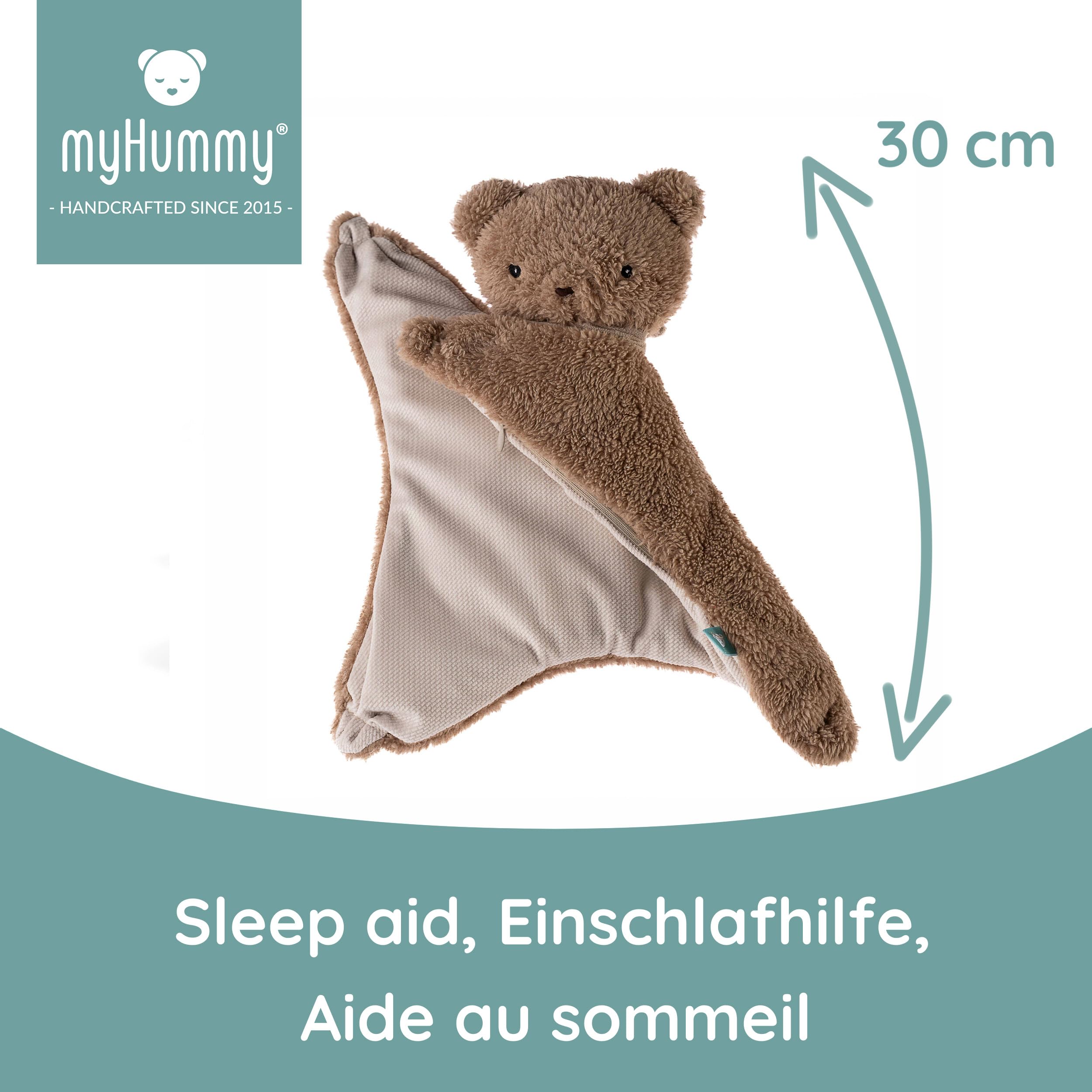 myHummy Doudou Ours Marron - Doudou lesté pour bébé 3-6 kg avec coussin chauffant en triticale et lavande - Apaise Moro-Reflex