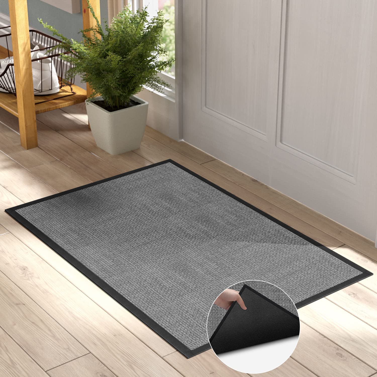 GOYLSER Fall Door Mats Welcome Mats Outdoor, Woven Fall Doormat Front Door Rug Gray, Rubber Muddy Rug Mat for Dog, Microfiber Back Door Rug, Absorbent Halloween Door Mat Indoor, Grey Fall Outdoor Mat