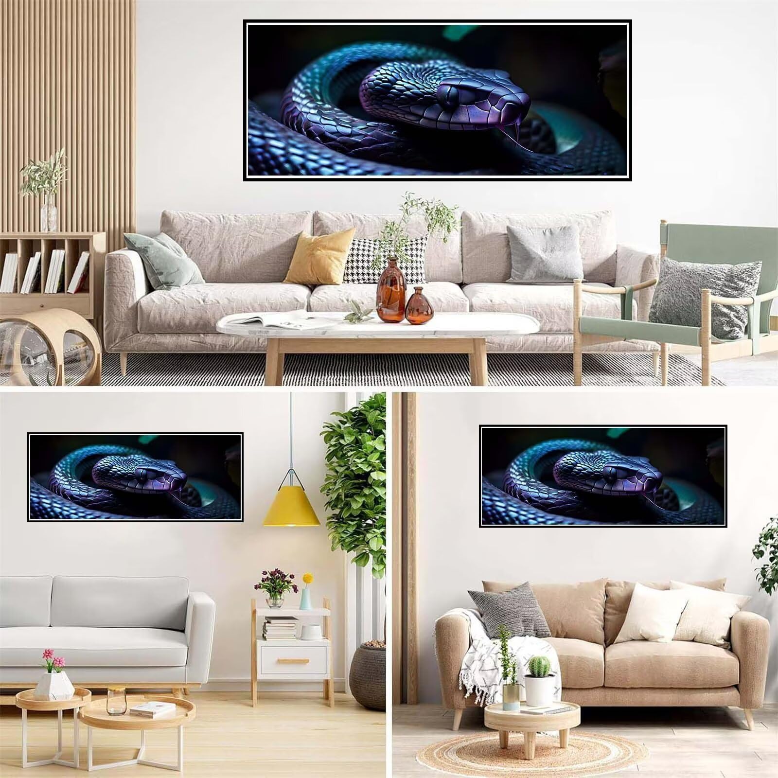Diamond Painting Serpent Animal, Grand Broderie Diamant kit Complet 225x90cm DIY 5D Strass Point de Croix Cristal Painting Artisanat, Loisirs Créatifs Adultes Art Set pour Décor Murale Maison U-327