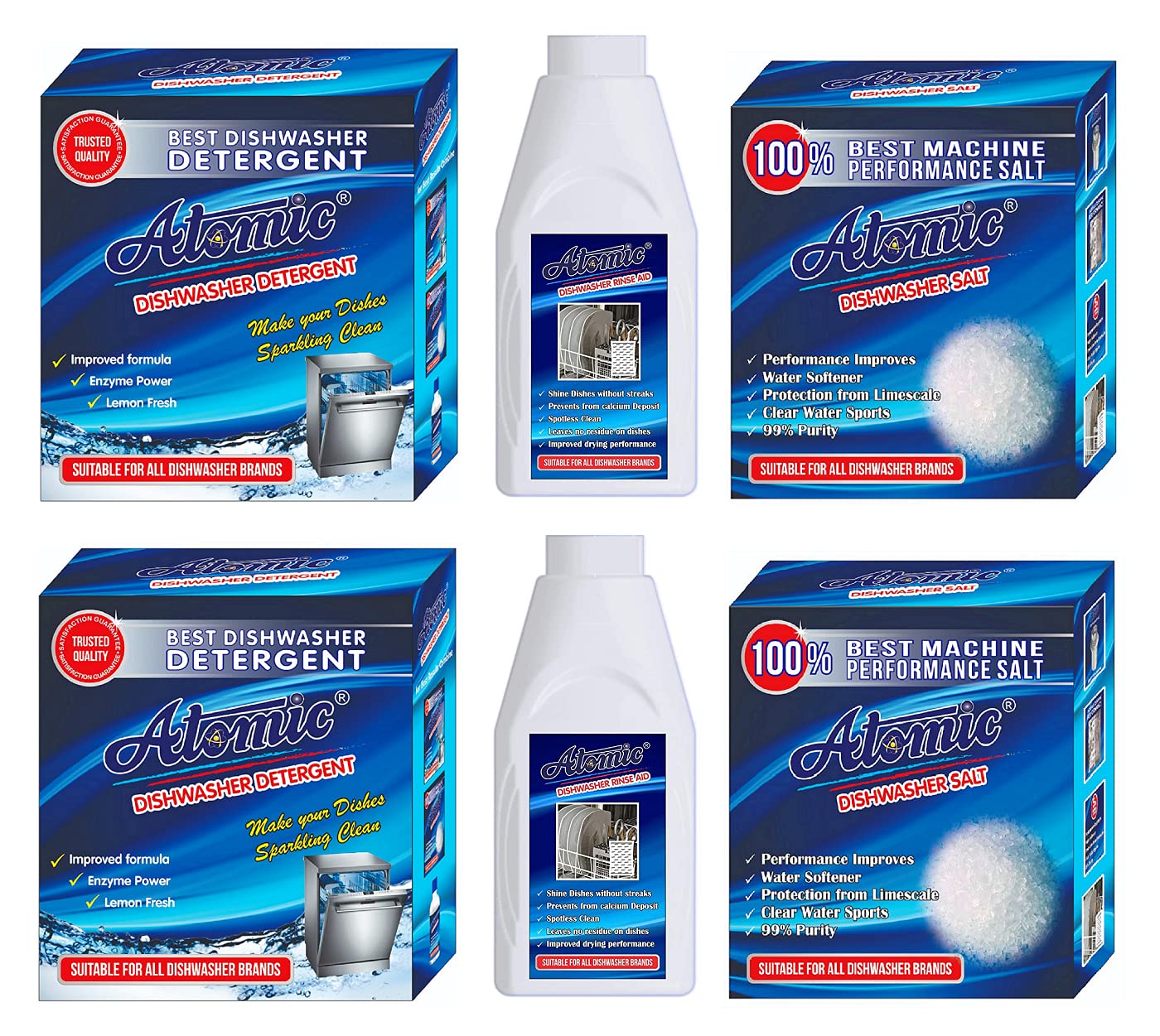 ATOMIC Dishwasher Starter (Combo Pack OF 2) - Dishwasher Detergent Powder 2 X 900 GM + Dishwasher Salt 2 X 900 GM + Dishwasher Rinse Aid Liquid 2 X 400ml (B09GW9DK9Q) Amazon Price History, Amazon Price Tracker