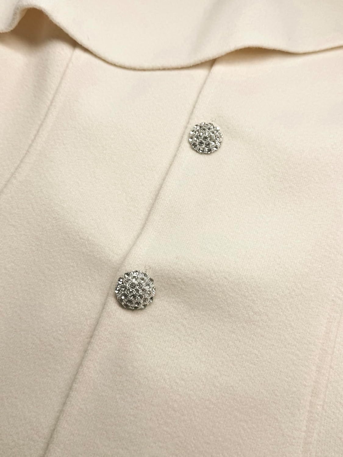 XNC Women's Fitted Crewneck Long Sleeve White Plain Front Button Pullover Coat 2025 Spring Winter Fashion Inelastic Outfits - Image 4