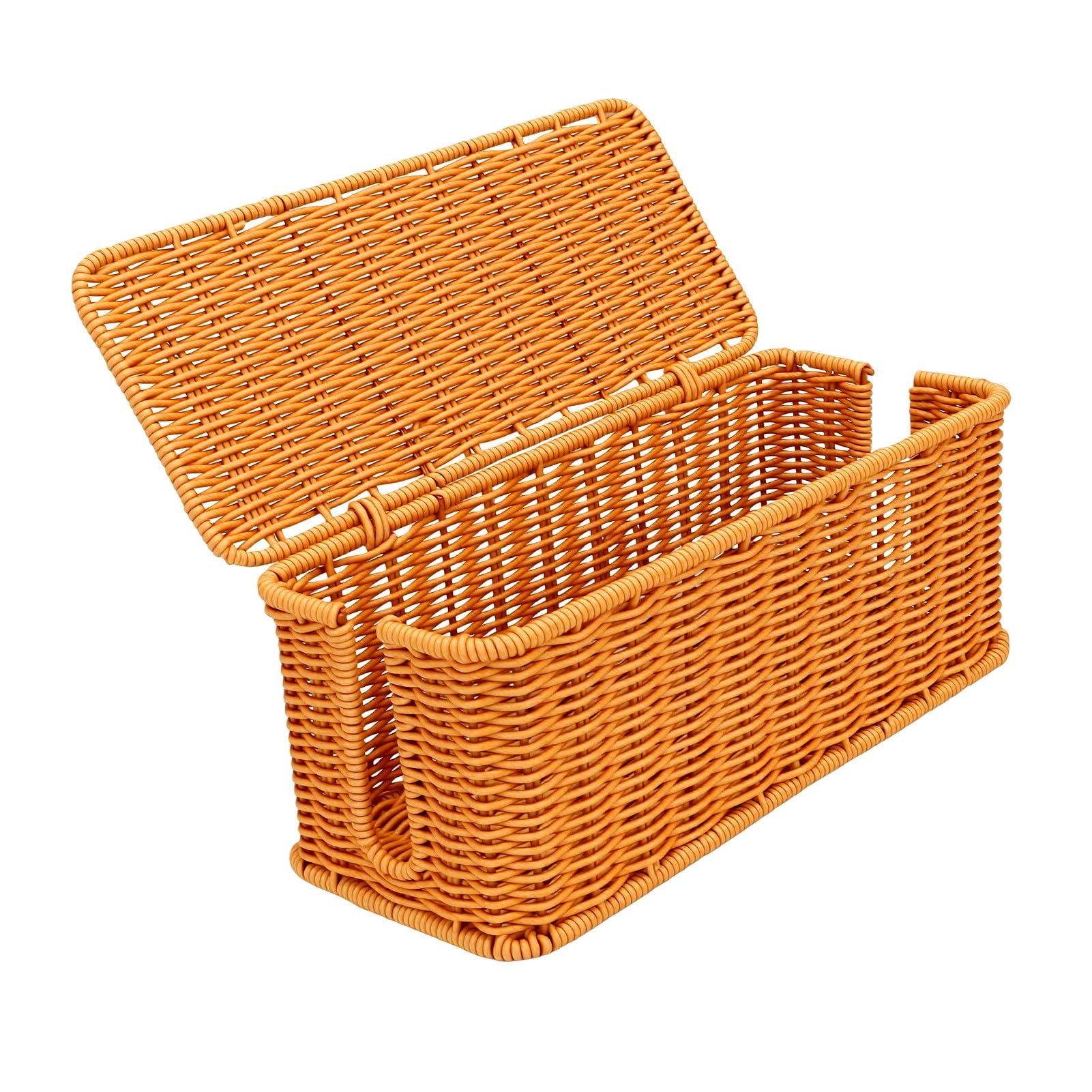SIXRUN Scatola Gestione Cavi, Scatola Organizer per Cavi Intrecciati in Rattan con Coperchio Intrecciato a Mano, Copertura a 180 Gradi, Adatta a Prese Multiple Fino a 12 X 5 Pollici, per Scrivania,