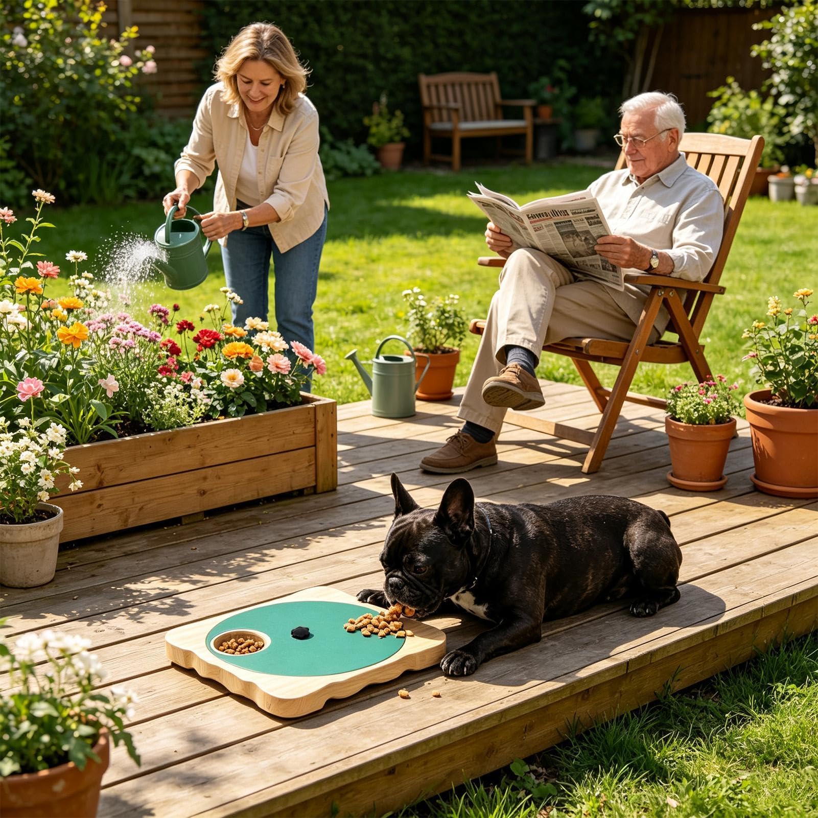 Planche à Gratter pour Chien avec Boîte à Rotative en Bois Antidérapante
