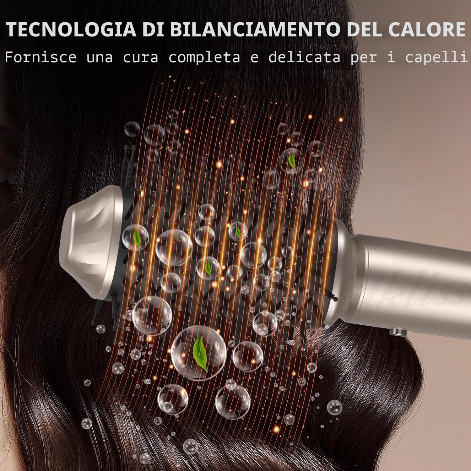 Modellatori Capelli Spazzola Ad Aria Calda con Diffusore, 6 in 1 Air Styler Spazzola Asciugacapelli, Hairstyler Phon Capelli con Arricciacapelli Ad Aria Volumizzante Spazzola Lisciante, Platino-oro