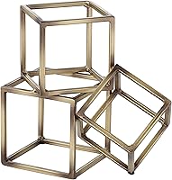 Vista 5 de Sujetalibros geométricos de 7 1/2 pulgadas de alto con acabado de latón antiguo Tricube - Studio 55D