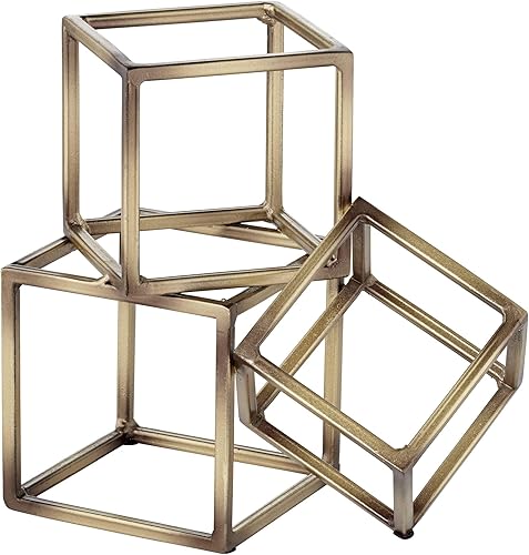 Miniatura 5 de Sujetalibros geométricos de 7 12 pulgadas de alto con acabado de latón antiguo Tricube - Studio 55D