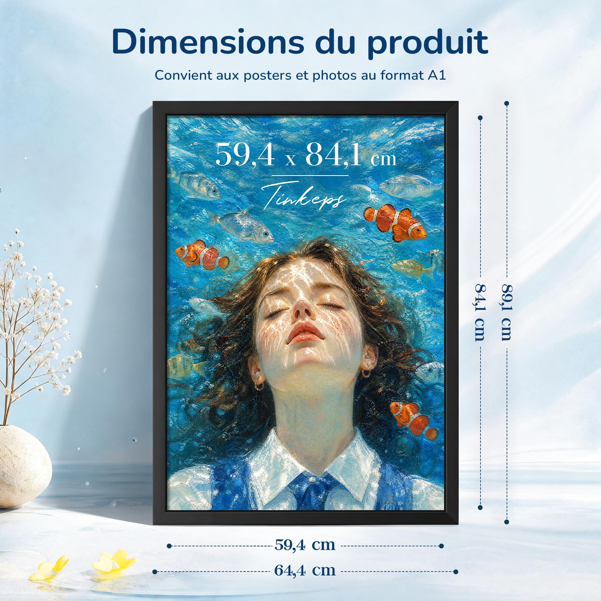 Cadre Photo A1 Noir, MDF, pour Photos & Diplômes