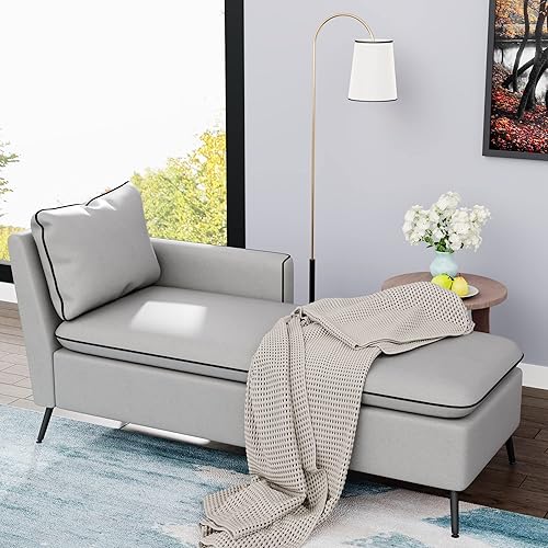 Awonde Chaise Lounge para interiores, silla tumbona tapizada de 57 pulgadas de largo para sala de estar, dormitorio, oficina, sofá reclinable, color