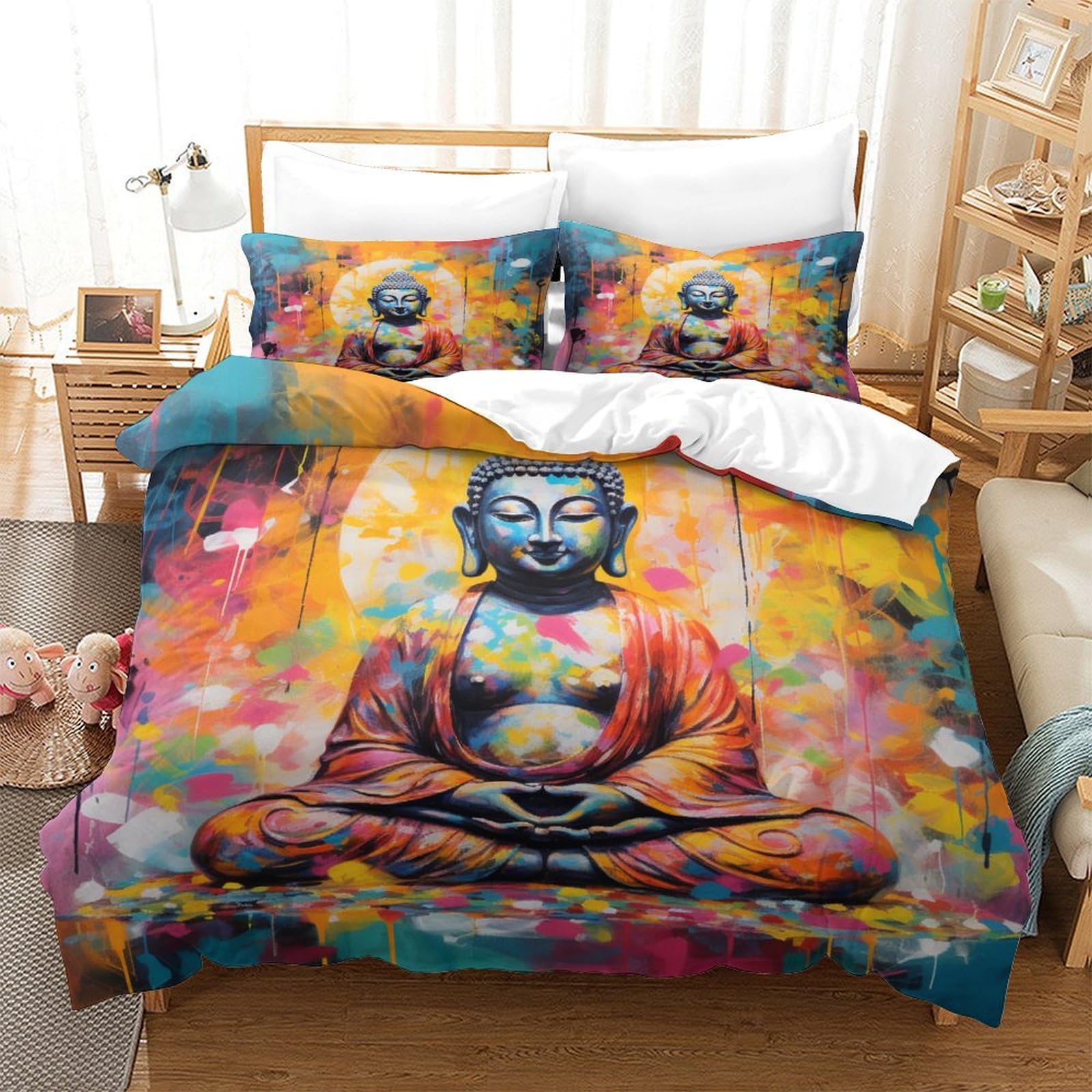 Housse de couette bouddha 260x220cm anti-transpiration et super douce