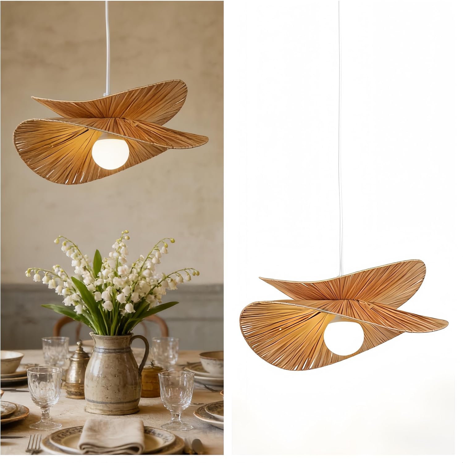 19.7" Coastal Rope Lamp Shade, Woven Hanging Lighting for Bedroom, Vintage Chandelier for Kitchen, Entryway, Farmhouse, Living Room