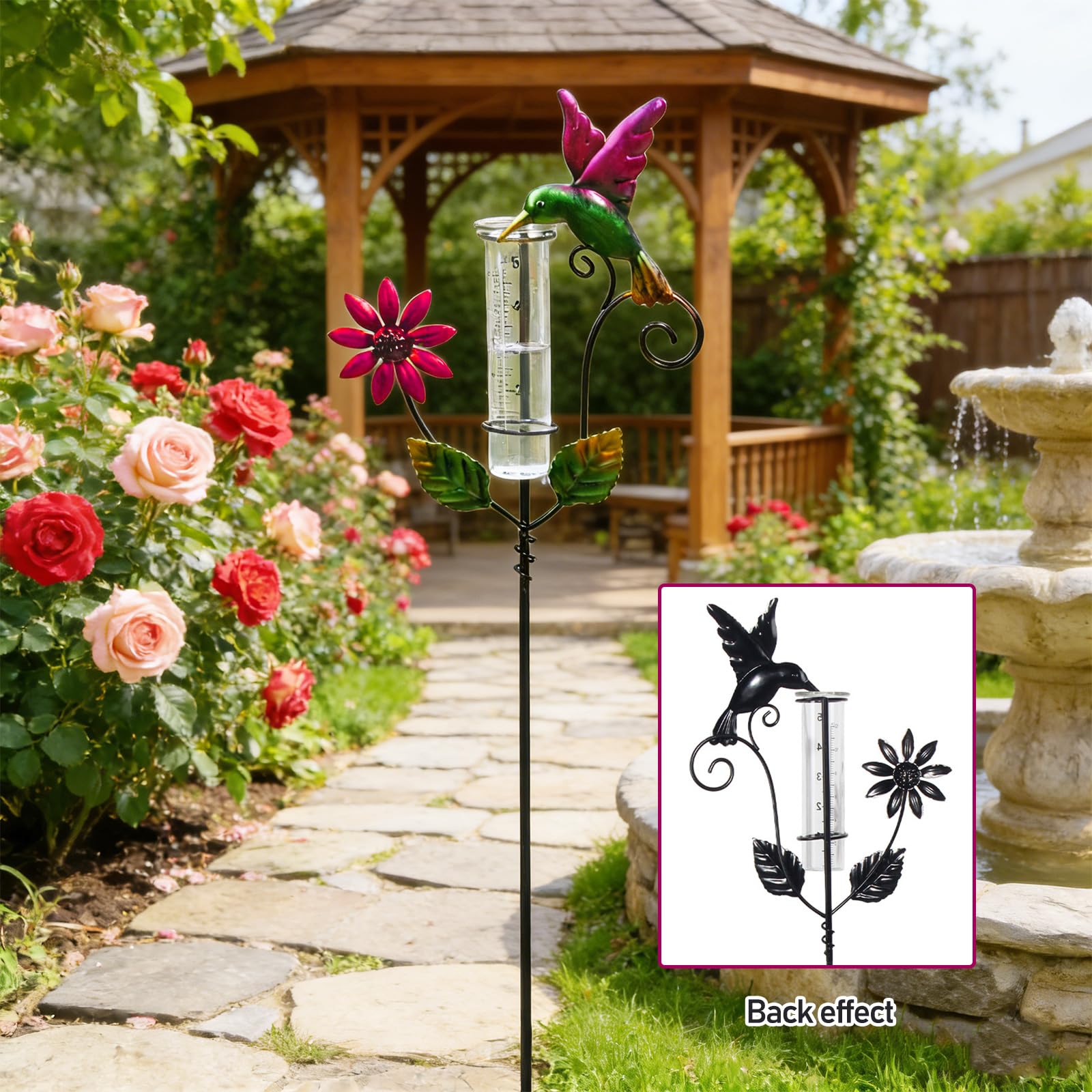 BORDEAG Pluviometro da Giardino,H 120CM Pluviometro Decorativo,Pluviometro in Vetro,Pluviometro per Prato in Vetro per Giardino,Prato,Patio,Accessori da Giardino,Cortile,Terrazza