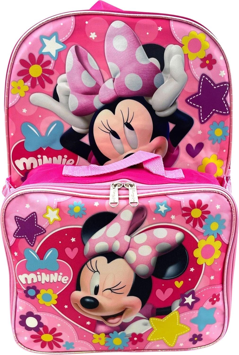 Disney Minnie Mouse 16 Inch Girl's Backpack With Removable Lunch Box Set (Minnie Always Active)
