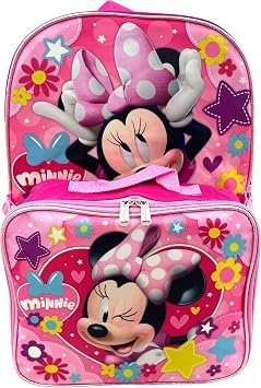 Disney Minnie Mouse 16 Inch Girls Backpack With Removable Lunch Box Set Minnie Always Active