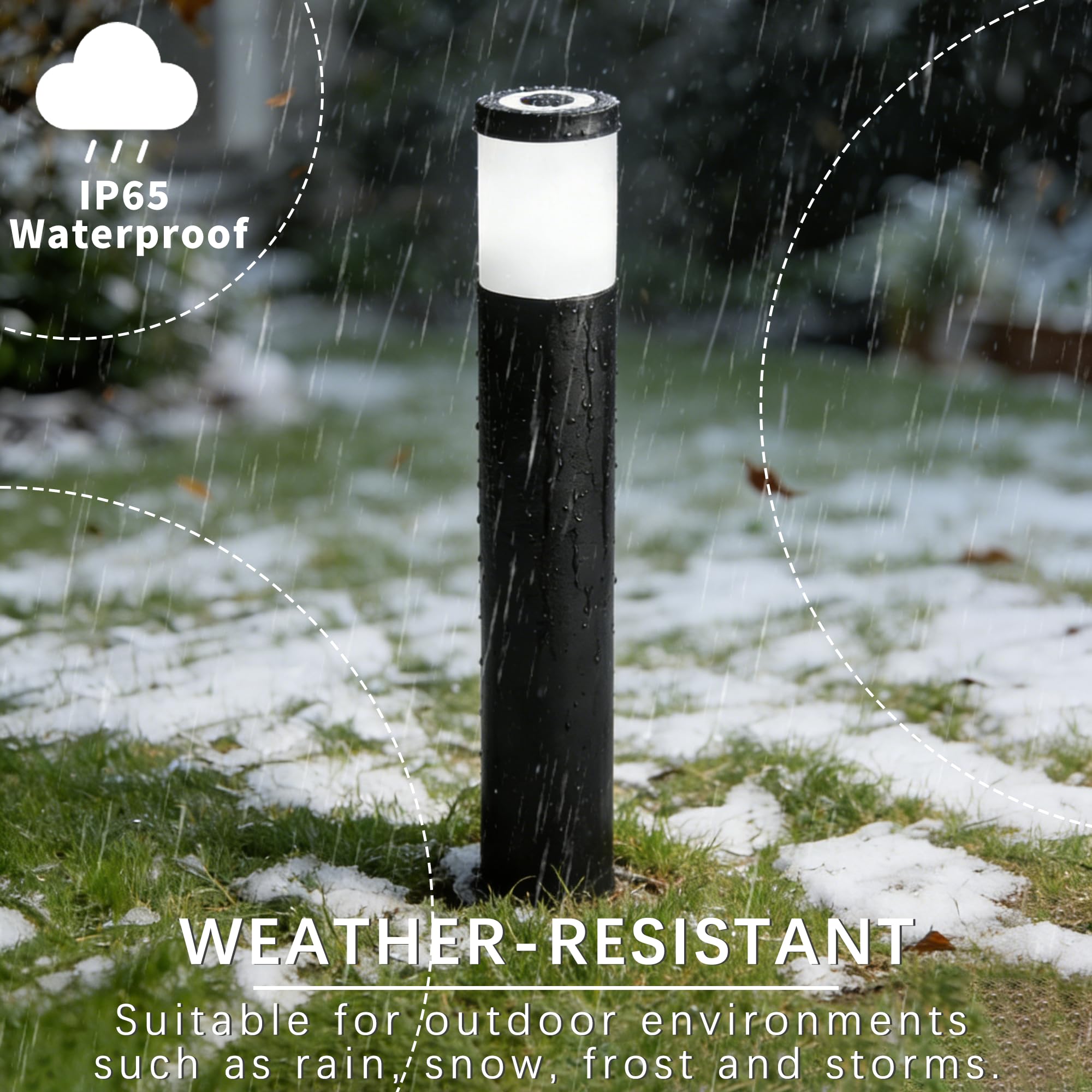 JNR 4 Pack Edelstahl Wegeleuchten Außen mit Erdspieß 230V, Schwarz | IP65 Wasserdicht, Höhe 500 mm inkl GU10 5W 3000k warmweiß LED Glühbirne, Gartenbeleuchtung, Gartenlampen, Gartenleuchten