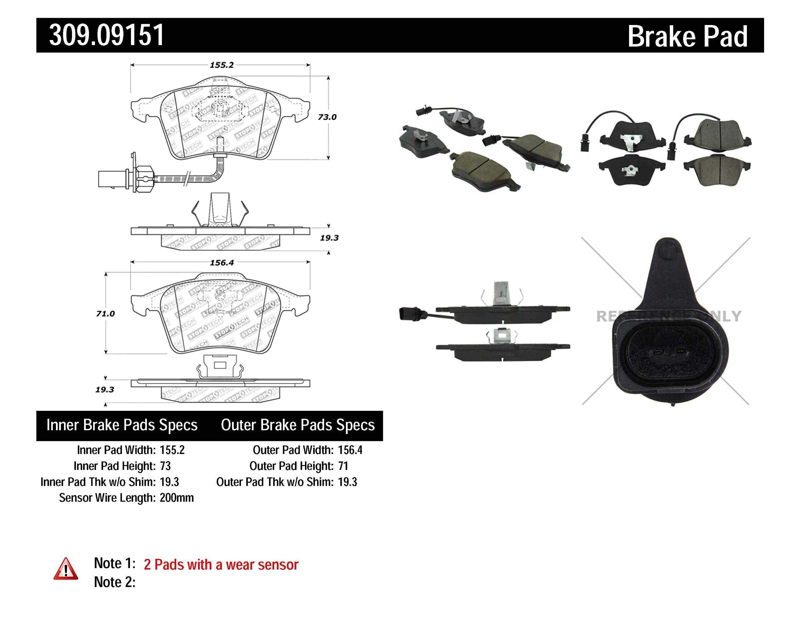 StopTech 309.09151 Sport Brake Pads with Shims and Hardware