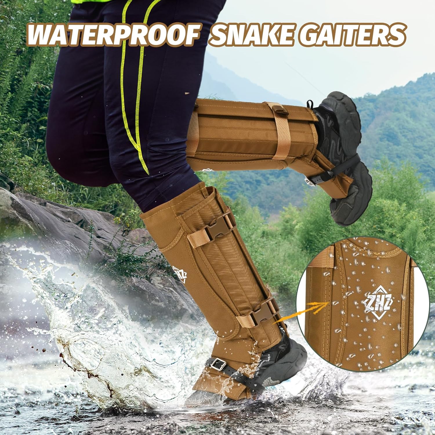 ZHZ Snake Gaiters Durable Waterproof Snake Chaps Lower Legs Protection,Snake Guards with Adjustable Size for Men & Women,Used for Hunting,Hiking and Farm Work
