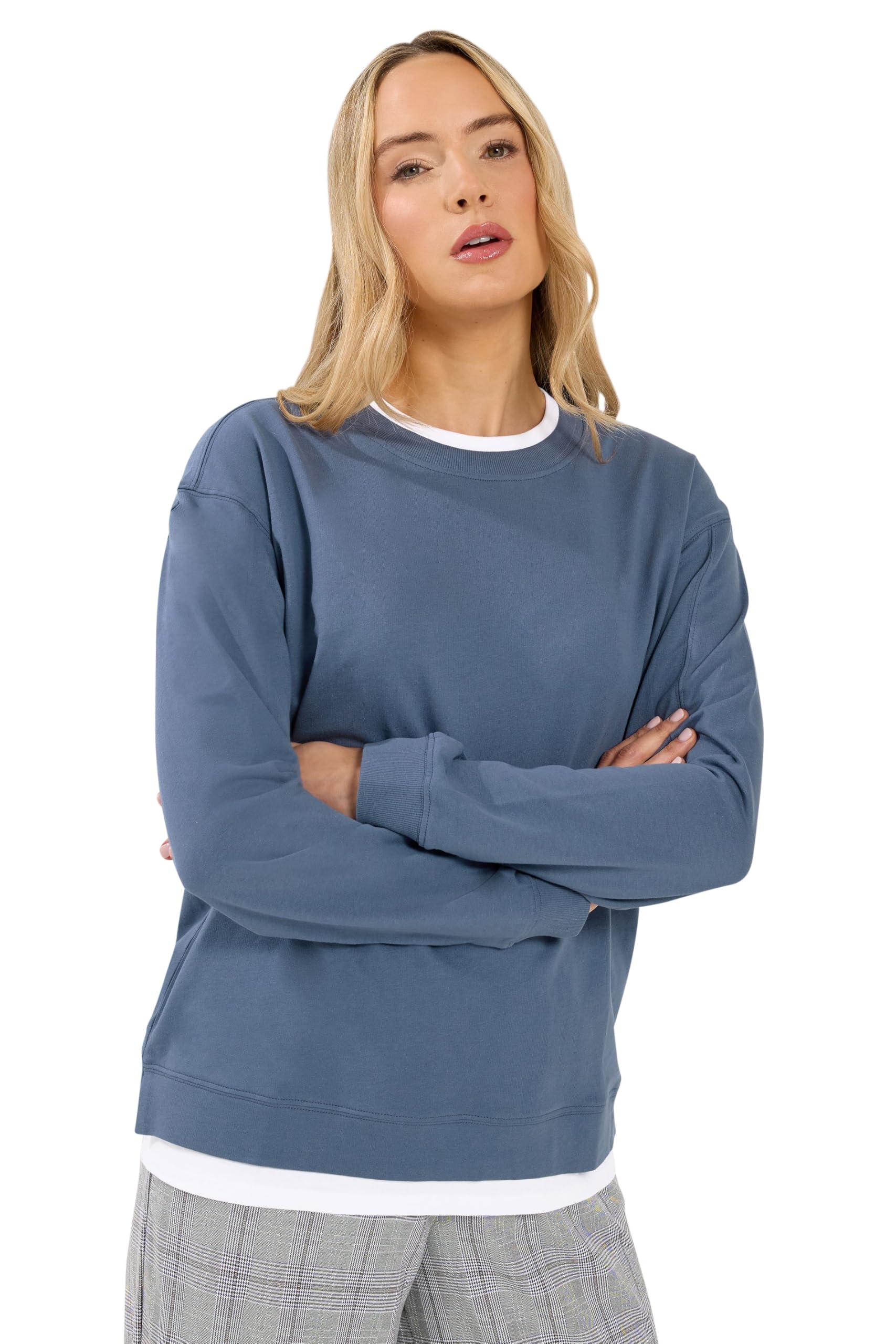 Long Tall Sally Women's Blue Tall Layered Top In Size 20