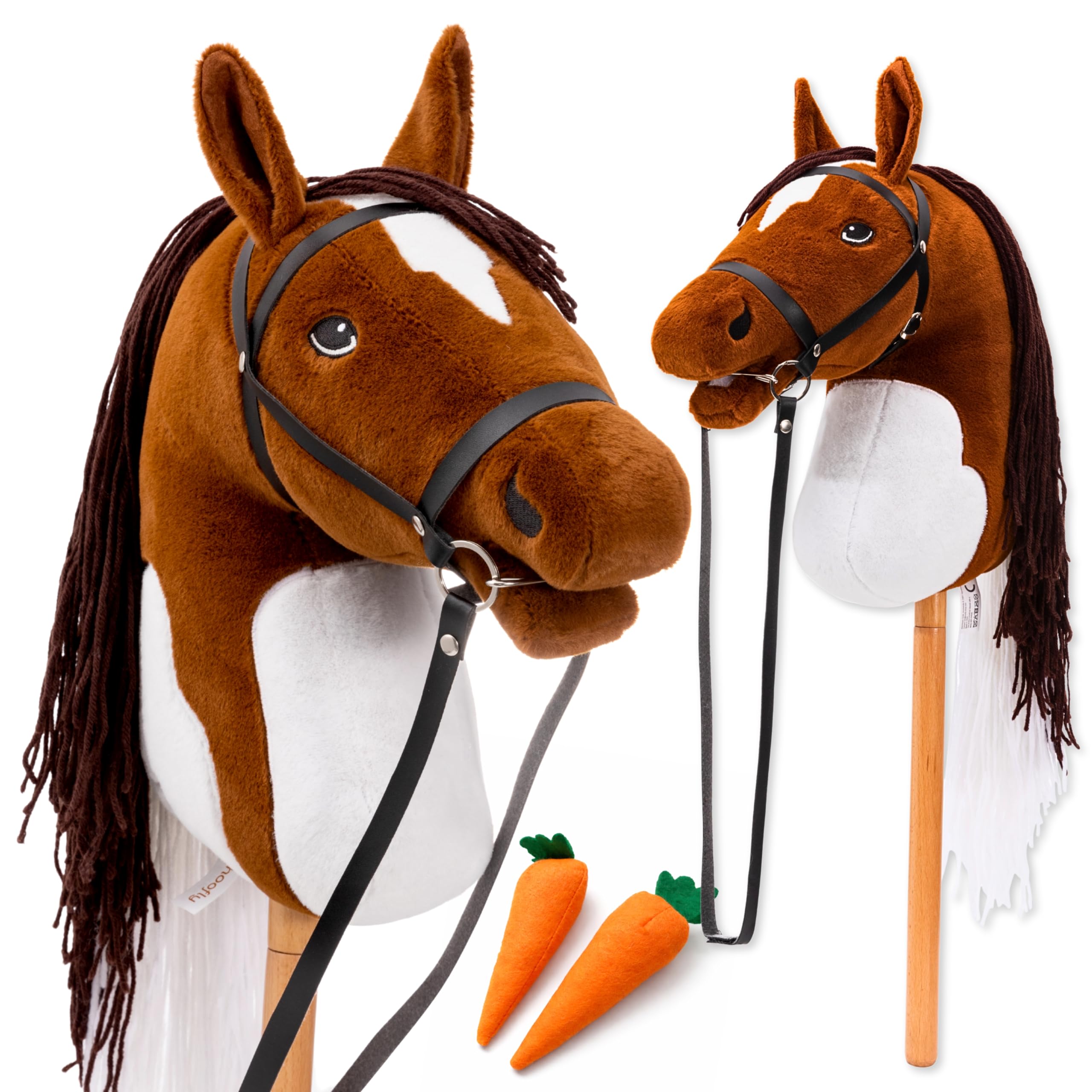 Hoofly® Hobby Horse - Großes Steckenpferd für Kinder A3 mit Schraubstab/Hobby Horse Pferde Set mit Trense/Hobby Horsing Pferd in 4 Designs/Steckenpferde Stockpferd mit Zubehör