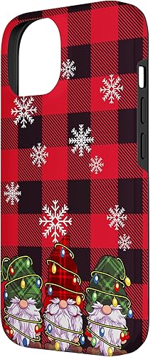 Miniatura 5 de iPhone 11 Pro Max Navidad luces teléfono caso rojo búfalo cuadros tres gnomos caso