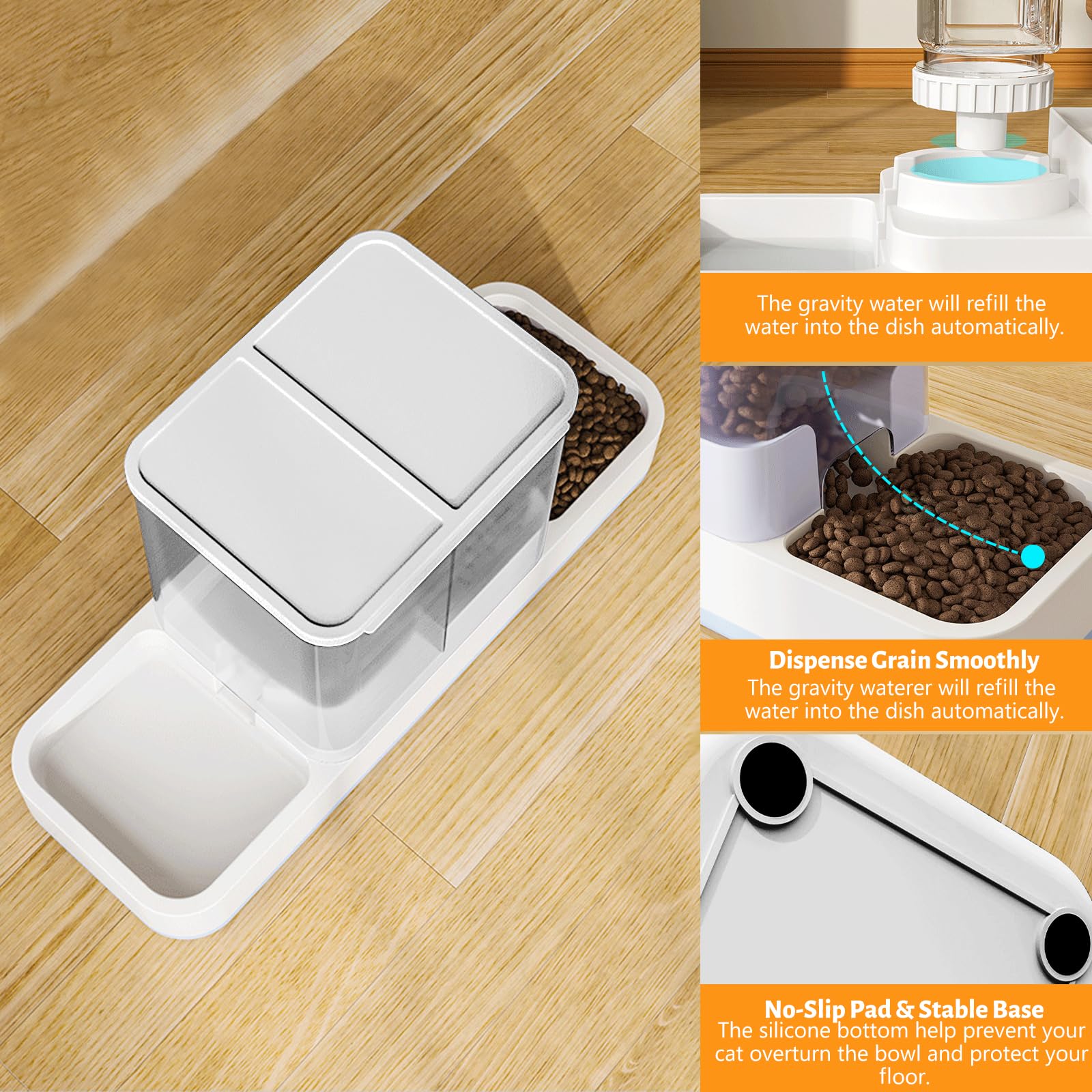 Yummy Sam Comedero automático para mascotas pequeñas y dispensador de agua, 2 en 1 de gravedad para gatos y bebedero, juego de comedero para mascotas pequeñas y medianas, perros, cachorros y gatitos