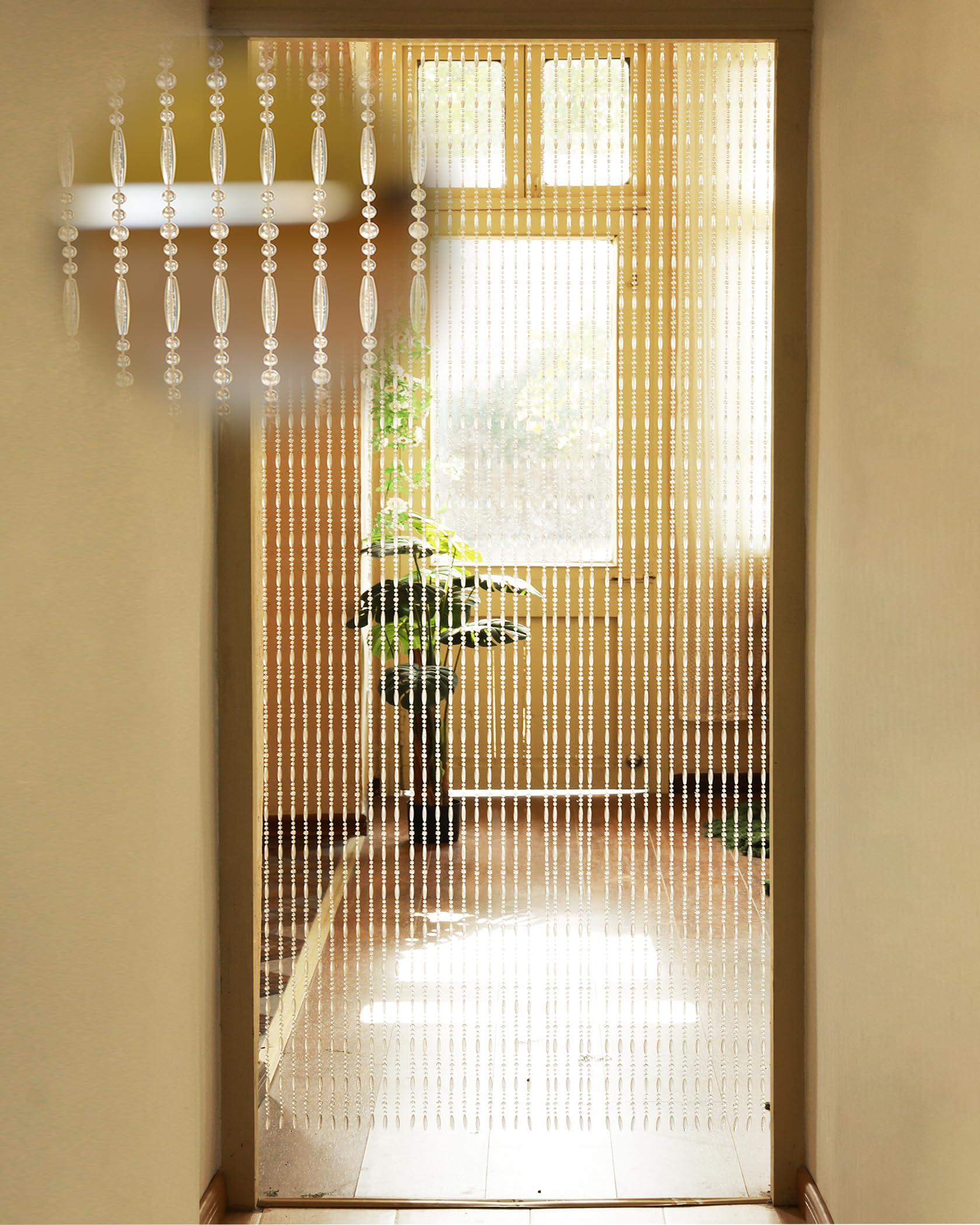 100x230cm Transparent Perlenvorhang Balkontür, 75 Stränge Kunststoffperlenvorhang Perlenvorhang Türvorhang als Insektenschutz und Dekoration für Balkontür, Zimmer