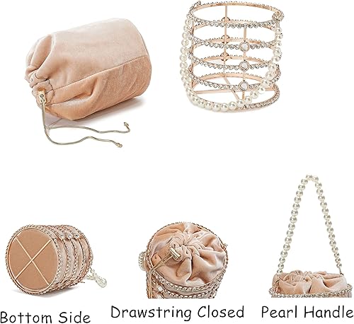 Miniatura 5 de Bolso de mano de noche para mujer con diamantes de perlas para boda graduación fiesta de cumpleaños cena accesorios Albaricoque, Albaricoque5,