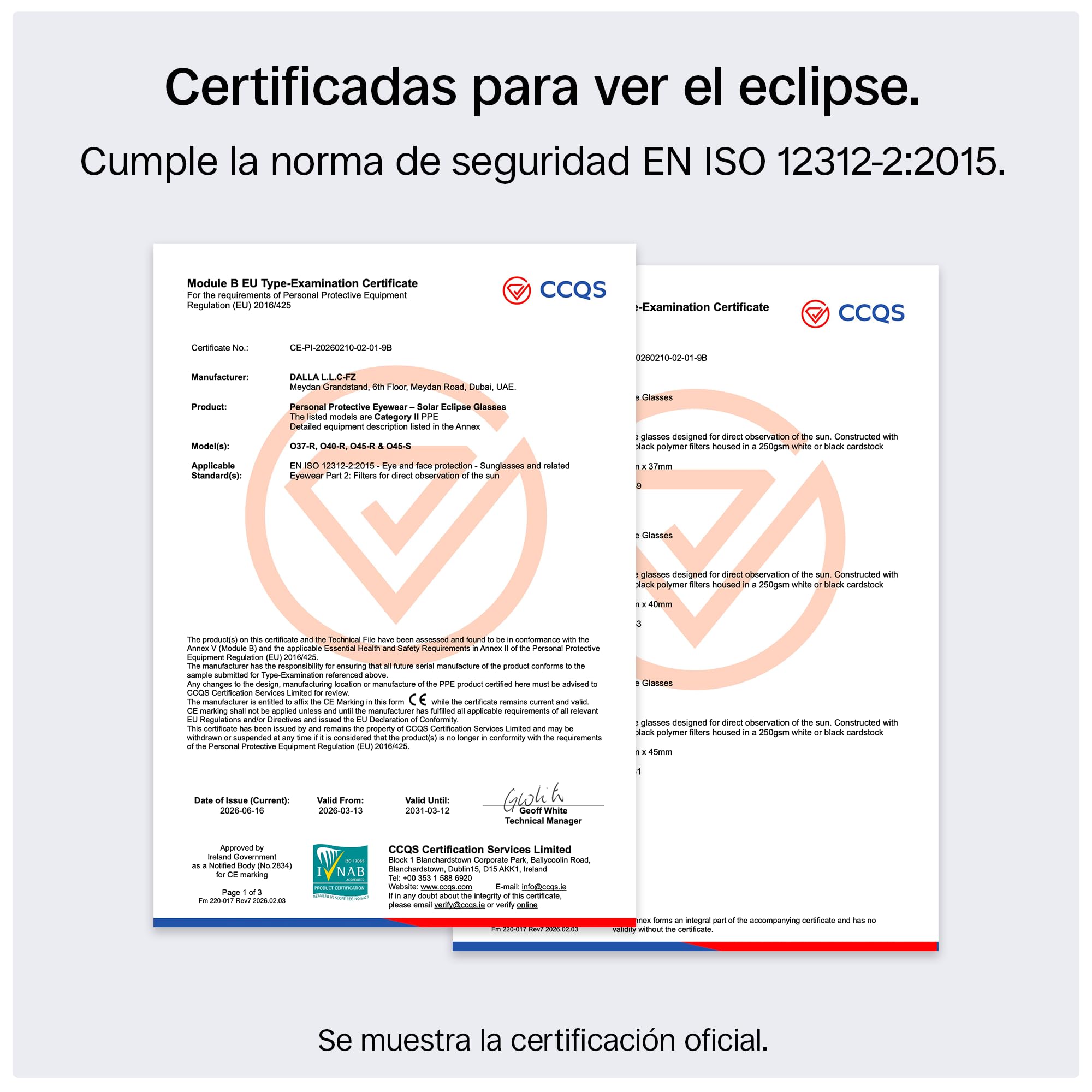 ORRO Gafas para Eclipse Solar de 40 mm, Pack de 2/6/12, Blancas, Protección Ocular Certificada, Ensayadas según EN ISO 12312-2:2015, Marcado CE para Observación Directa del Sol - Ajuste Moderno
