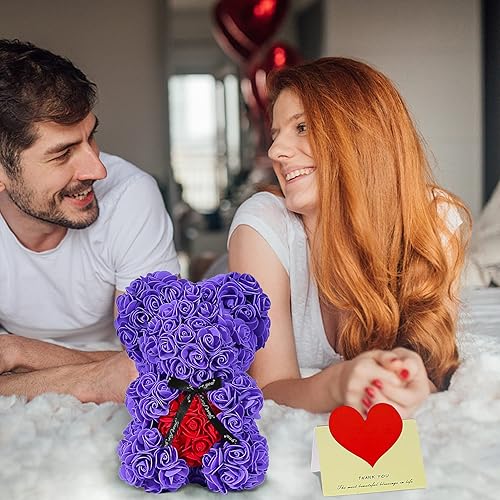 Miniatura 3 de Double Couple Regalo para mamá y mujer, bonito oso de rosas, adorable oso artificial de peluche, el mejor regalo para el día de San Valentín, día de