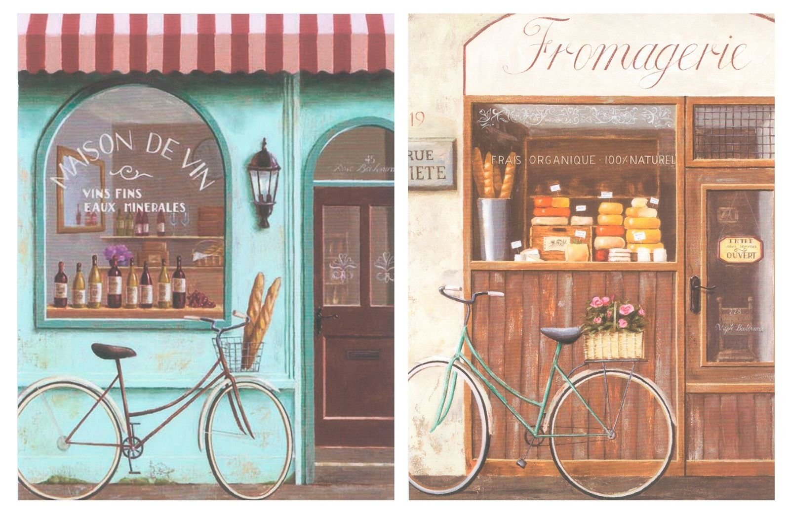 Cuadro de Madera Bicicleta Vintage. Placas de Madera Set de 2 Cuadros de 19 cm x 25 cm x 4 mm unid. Adhesivo FÁCIL COLGADO. Adorno Decorativo. Decoración Pared hogar