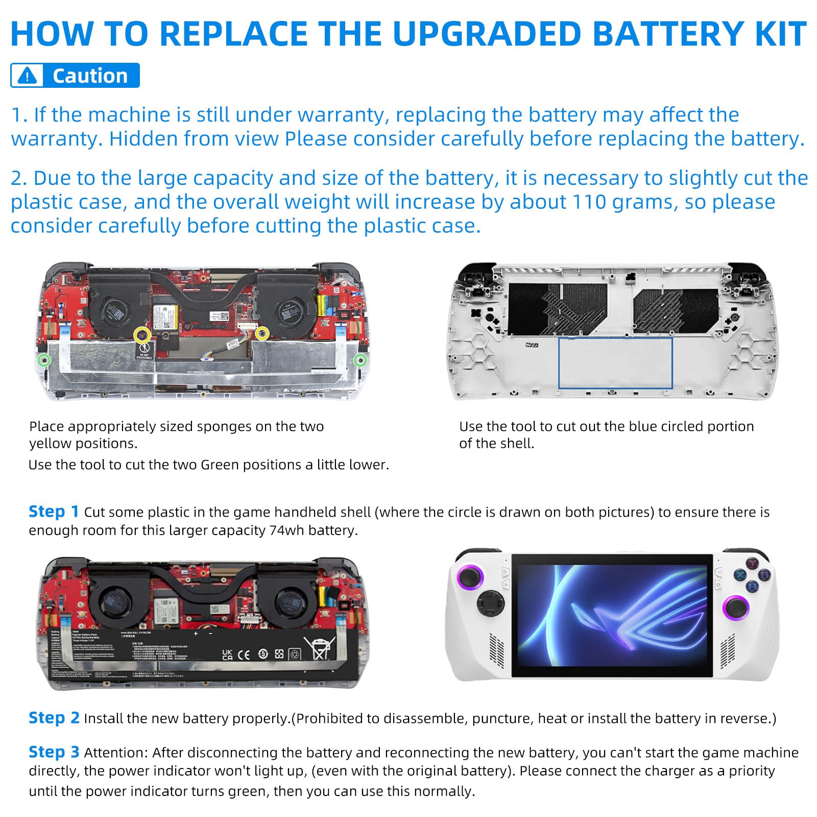 Amazon.com: JGTM C41N2208 74Wh Battery Upgraded Kit for ASUS ROG