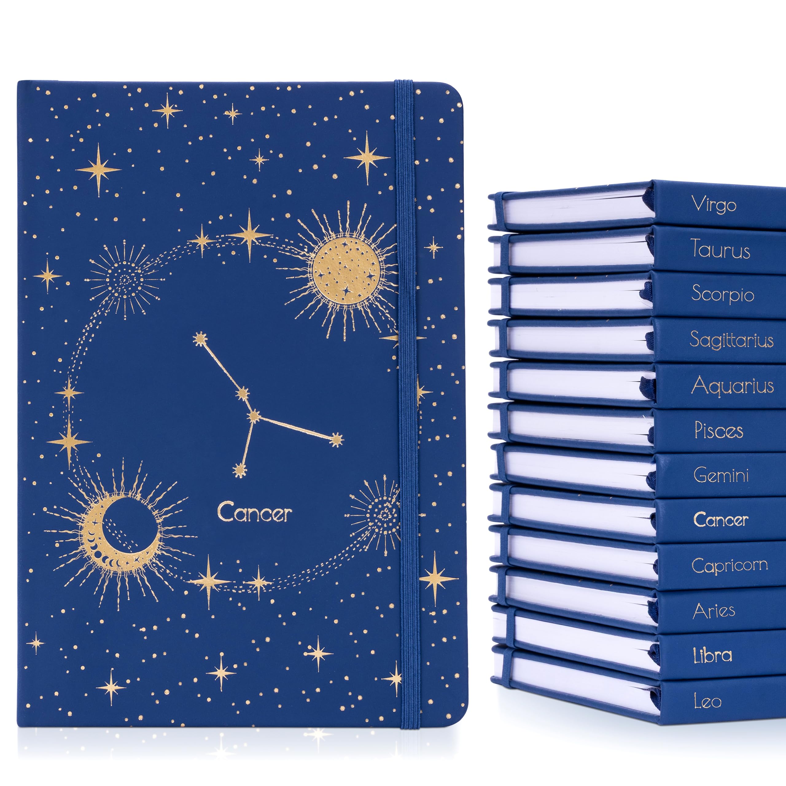 evelay Zodiac Sign Notebook A5 Ruled Journal Hardback with Gold Foil Constellations Design and Lined Pages for Notes Work School (Cancer)