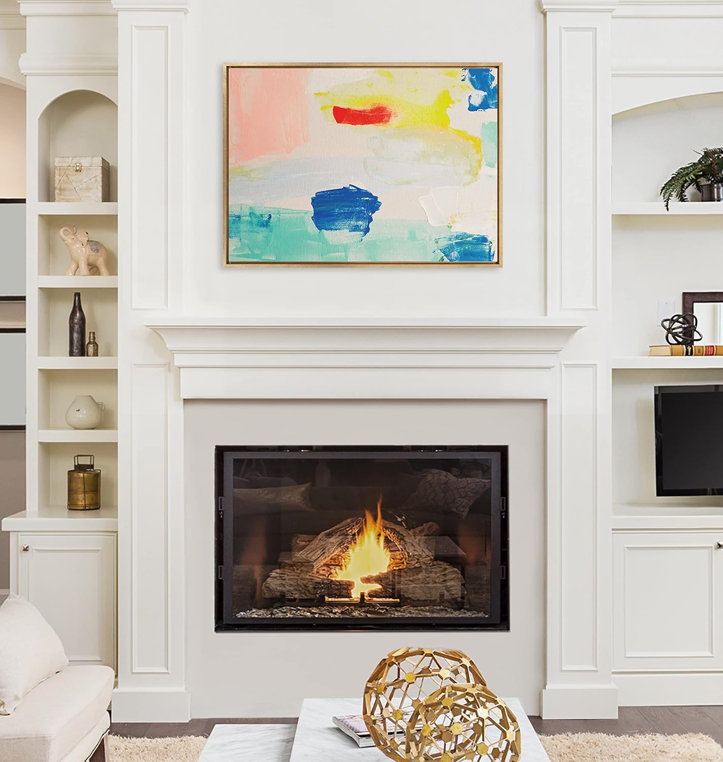 Gold Framed Abstract Canvas Wall Art, 28x38