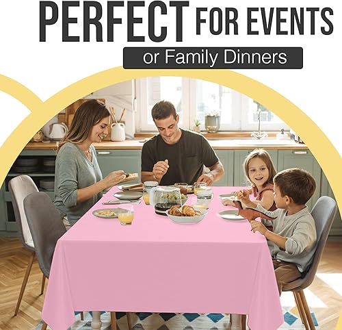 Miniatura 6 de Exquisite Mantel rectangular de plástico de alta calidad, 66% más grueso, 0.5 mil, paquete de 12 manteles color rosa de 54 x 108 pulgadas, mantel