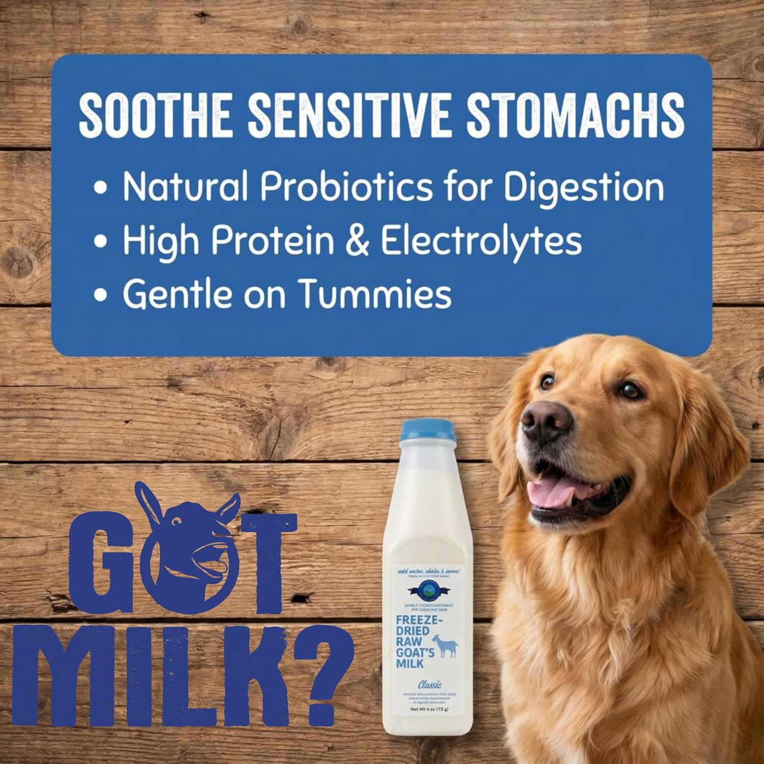 Shepherd Boy Farms Freeze Dried Raw Goats Milk with Probiotics for Dogs & Cats (Classic), High Protein Digestible Goat Milk for Sensitive Stomachs, Food Topper, Dog Camping Essentials - Makes 32 FL OZ