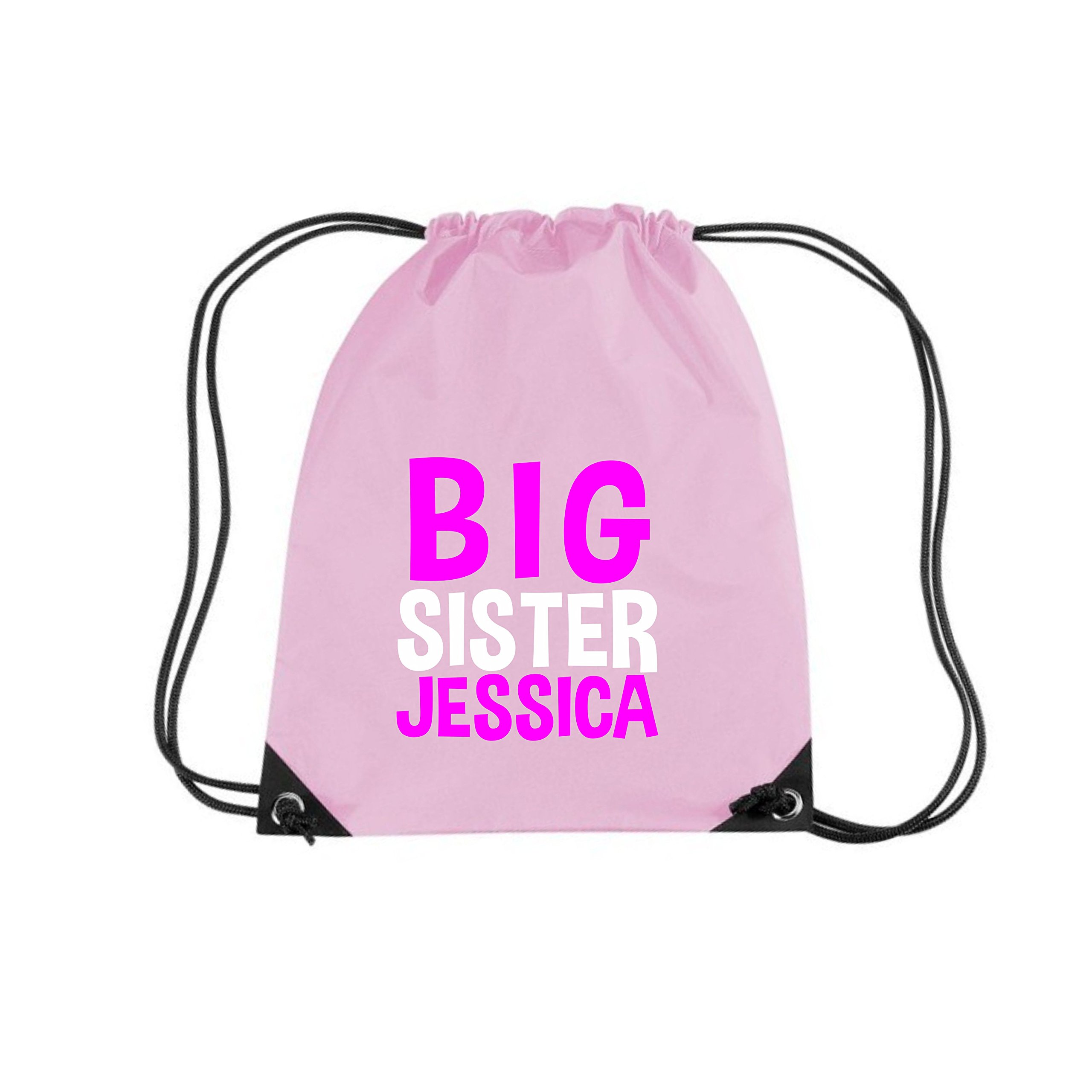 Edward Sinclair Pale Pink Drawsting Bag Personalised Big Sister With White & Pink Print | (Please Goto Add Gift Options Enter Name In Freegiftmessagebox Or Send Message To The Seller Once Purchased)