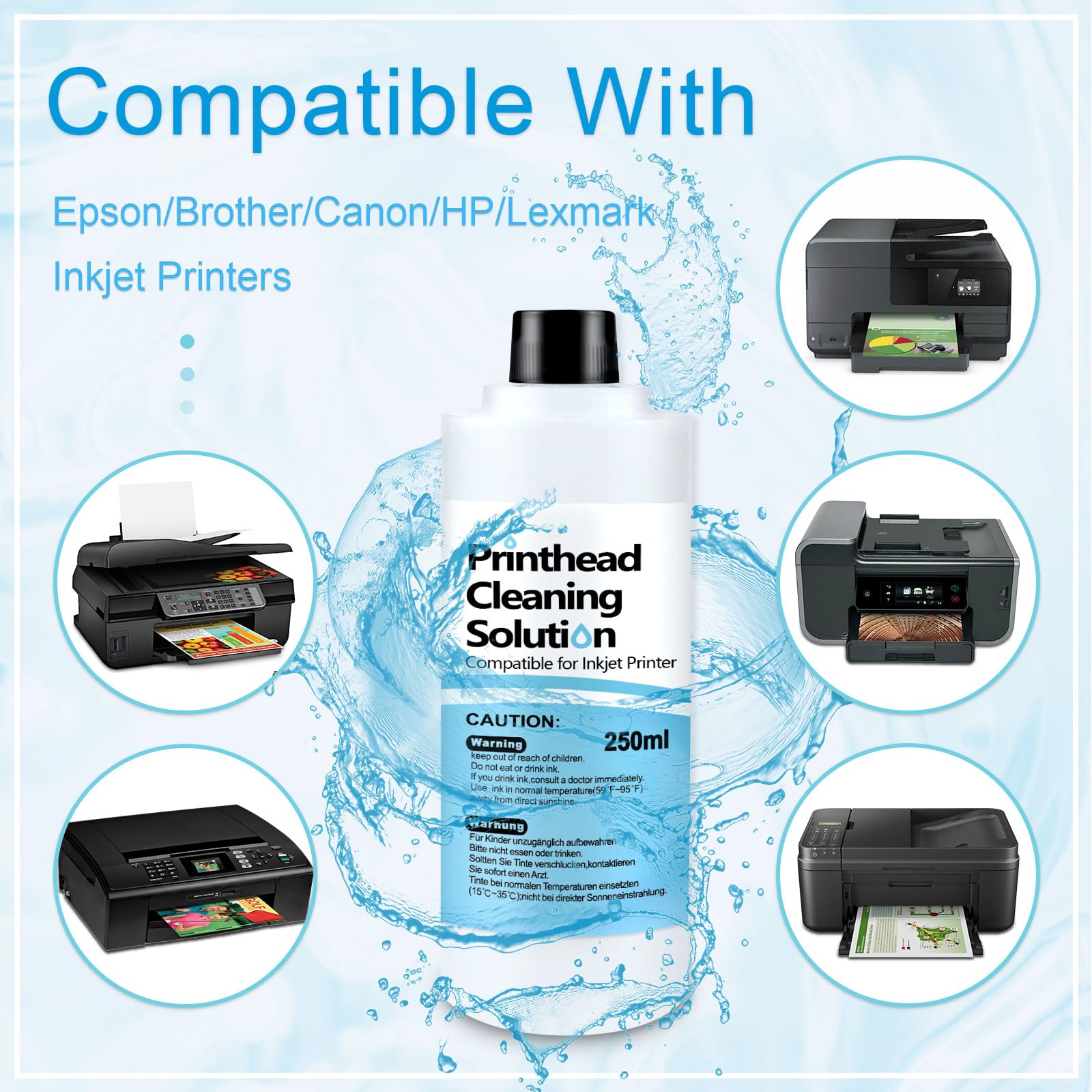 Printhead Cleaning Kit Inkjet Printer 250mL, Printer Cleaning Kit