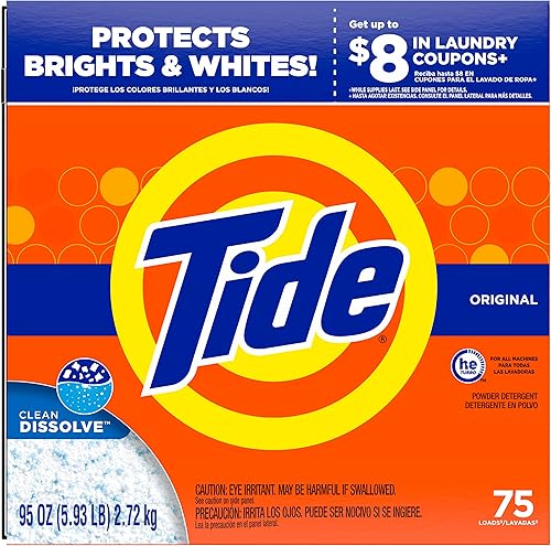 Tide Original HE Turbo - Detergente para ropa en polvo, 95 onzas (el embalaje puede variar) (paquete de 2)