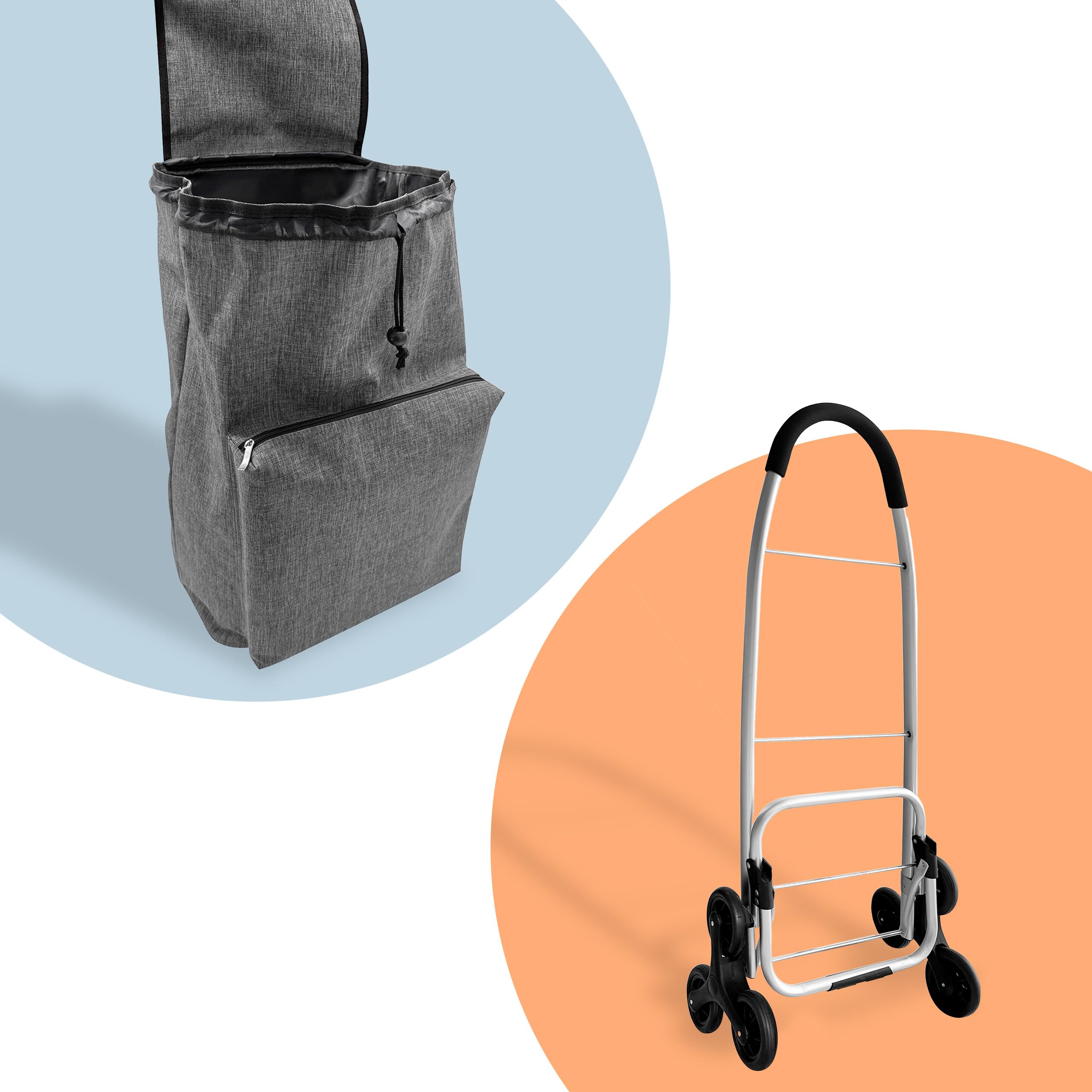 Relaxdays Wózek na zakupy, do wchodzenia po schodach, komora chłodząca, zdejmowana torba, 45 l, do 35 kg, składany wózek na zakupy, szary