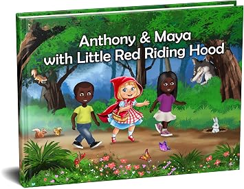 Little Red Riding Hood Personalized Book with Your Childs Name, for 2 Kids, Hair, Skin, Eyes