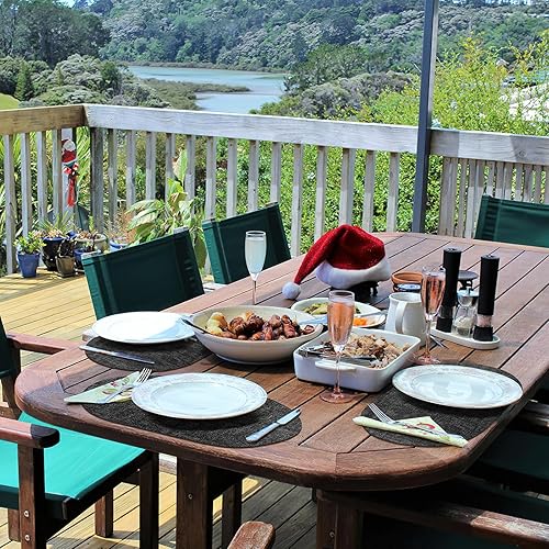 Miniatura 4 de Juego de 6 manteles individuales para mesa de comedor, antideslizantes, resistentes al calor, ovalados de cuero, de doble capa, impermeables,