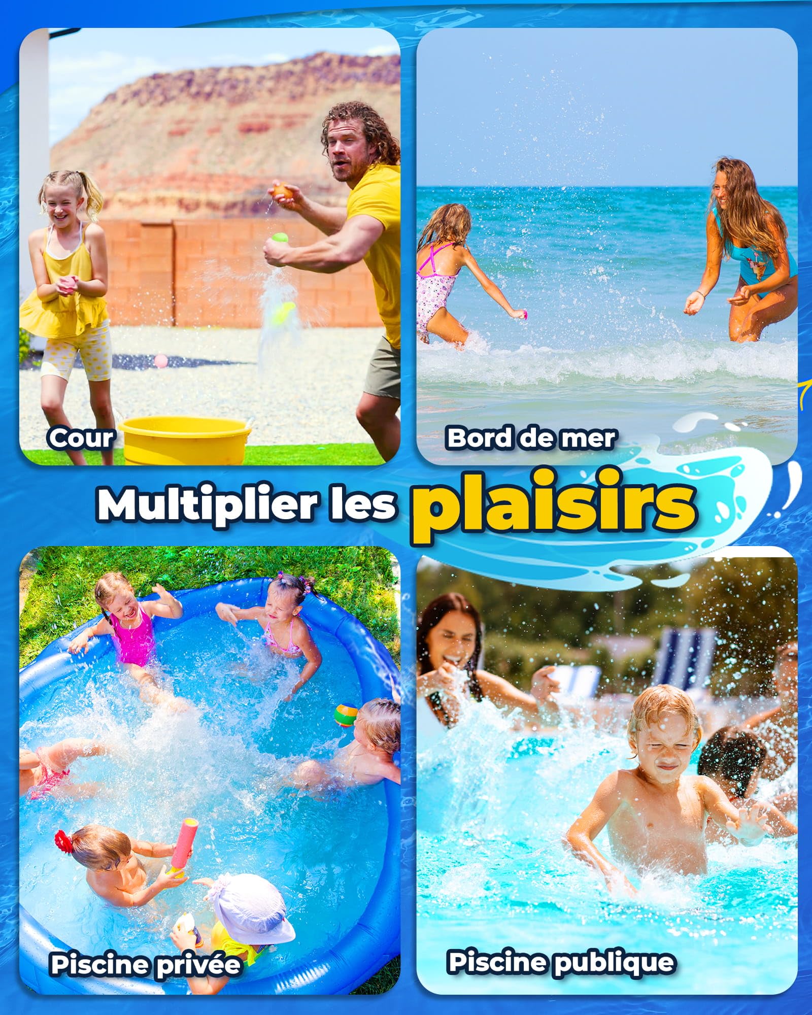 Bombe a eau réutilisable, 8 Pcs Ballons Bombes d'eau à Fermeture Automatique et Remplissage Rapide, Jeux d'eau Exterieur pour Enfants Adultes, Jouets du Jardin/Plage Fête de La Piscine D'été