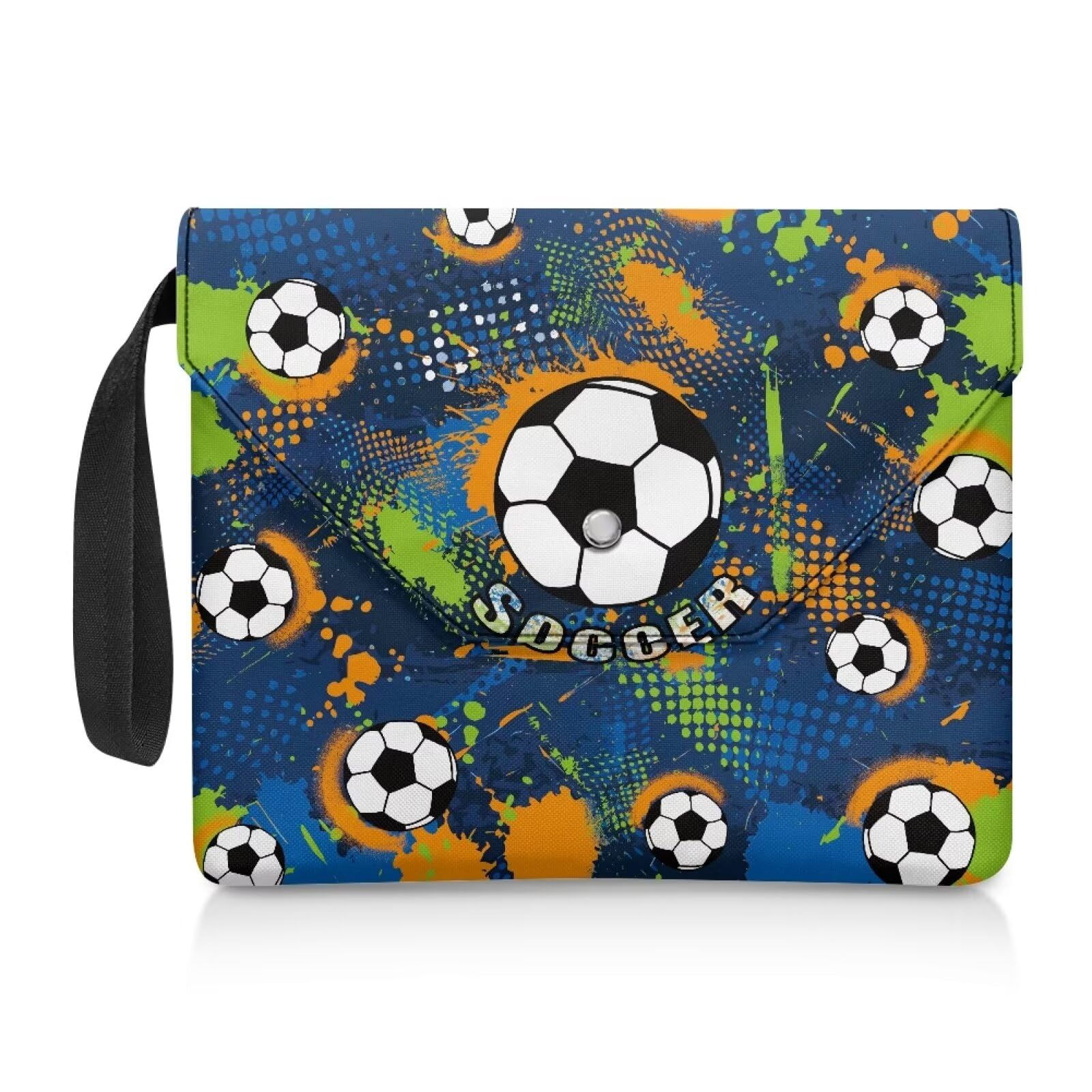 NETILGEN Book Sleeve Book Protector Cover for Reading Lover Gifts Washable Book Cover with Padded Carrying Handle Reader Gift 11.8 Inch X 9.4 Inch, Soccer Splash Ink