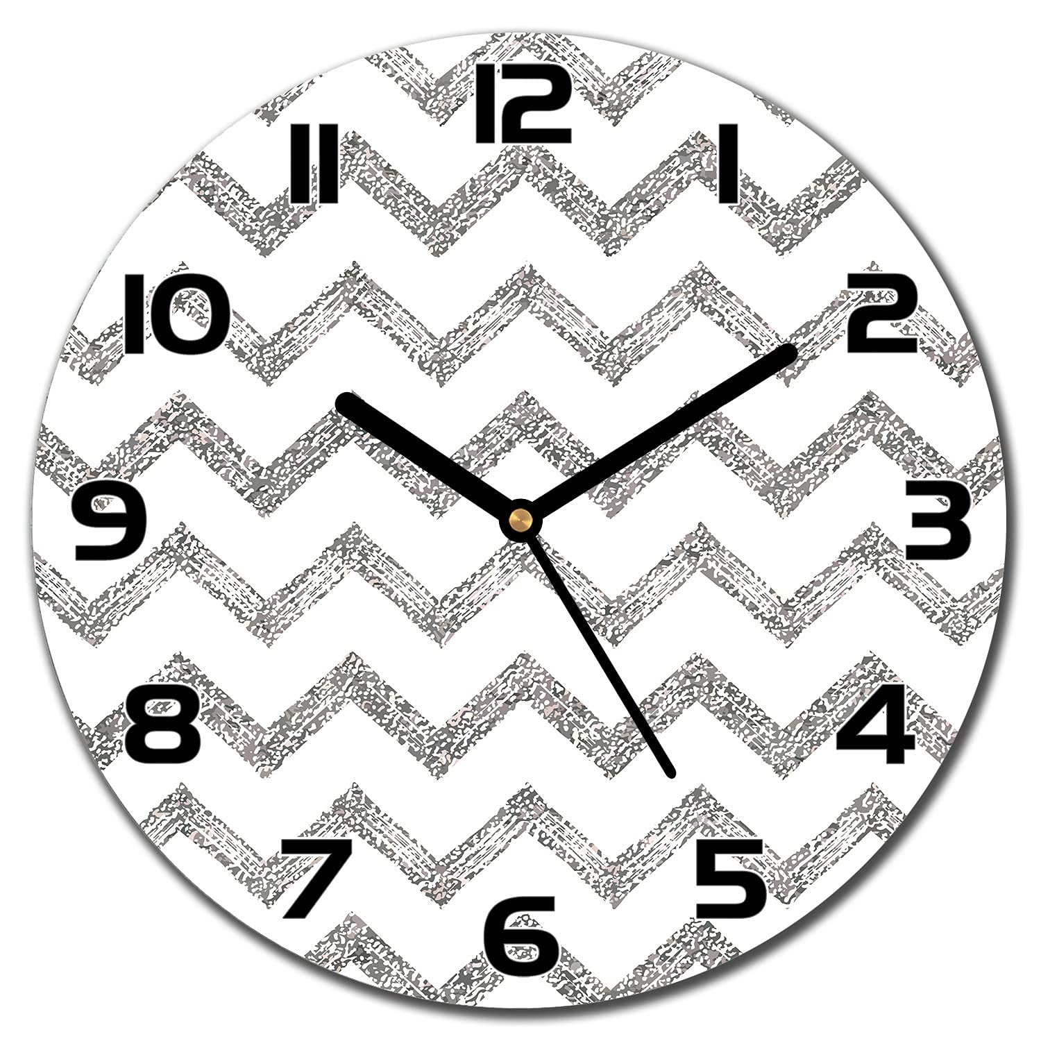 Horloge en verre lisible aiguilles noires motif argent anti rayure