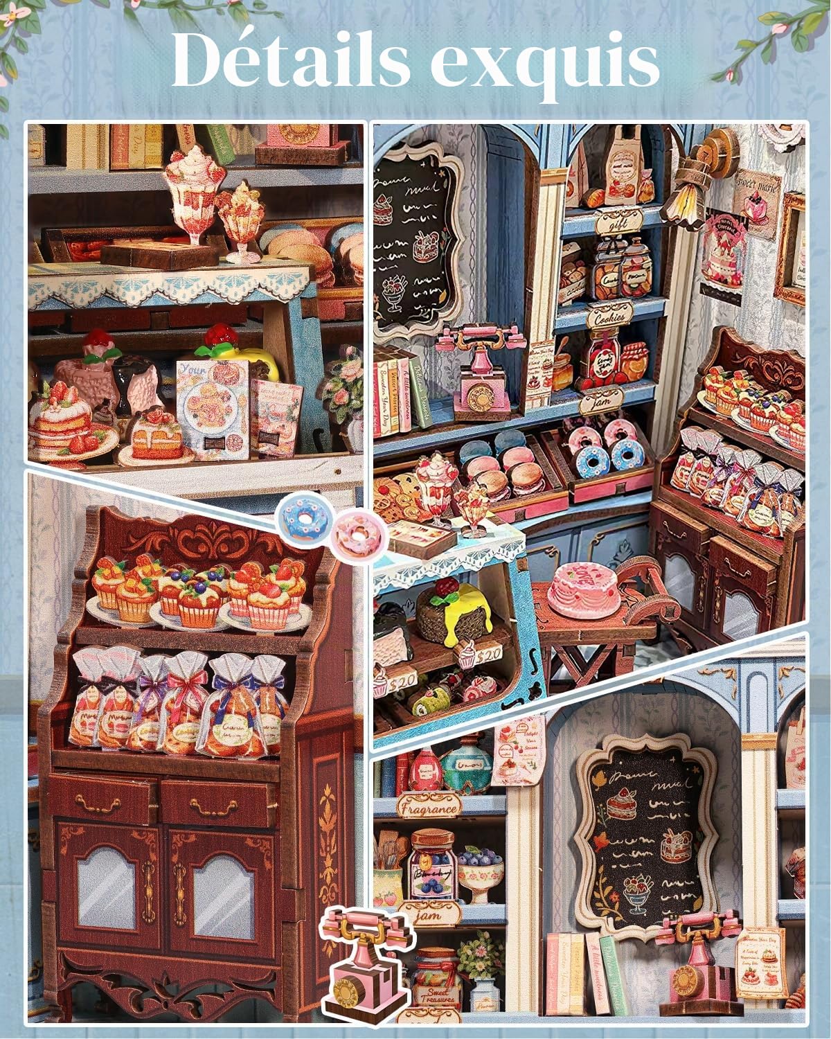 Kit Miniature Pâtisserie Française – Book Nook 3D Bois Cadeau Adulte