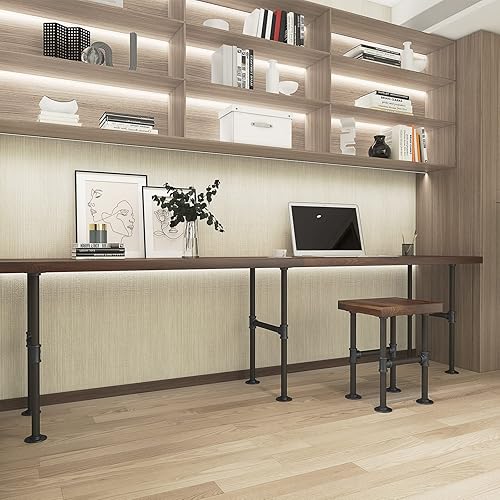 Miniatura 6 de MUZIK Juego de 3 patas de mesa industriales de 28 pulgadas, tubos de metal pintados en negro, muebles vintage para café y patas de mesa auxiliar, 28