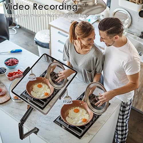 Miniatura 6 de Soporte de tablet para iPad, Kindle, soporte de monitor portátil de 15.6 pulgadas máximo, brazo plegable de montaje de tableta para iPad con base