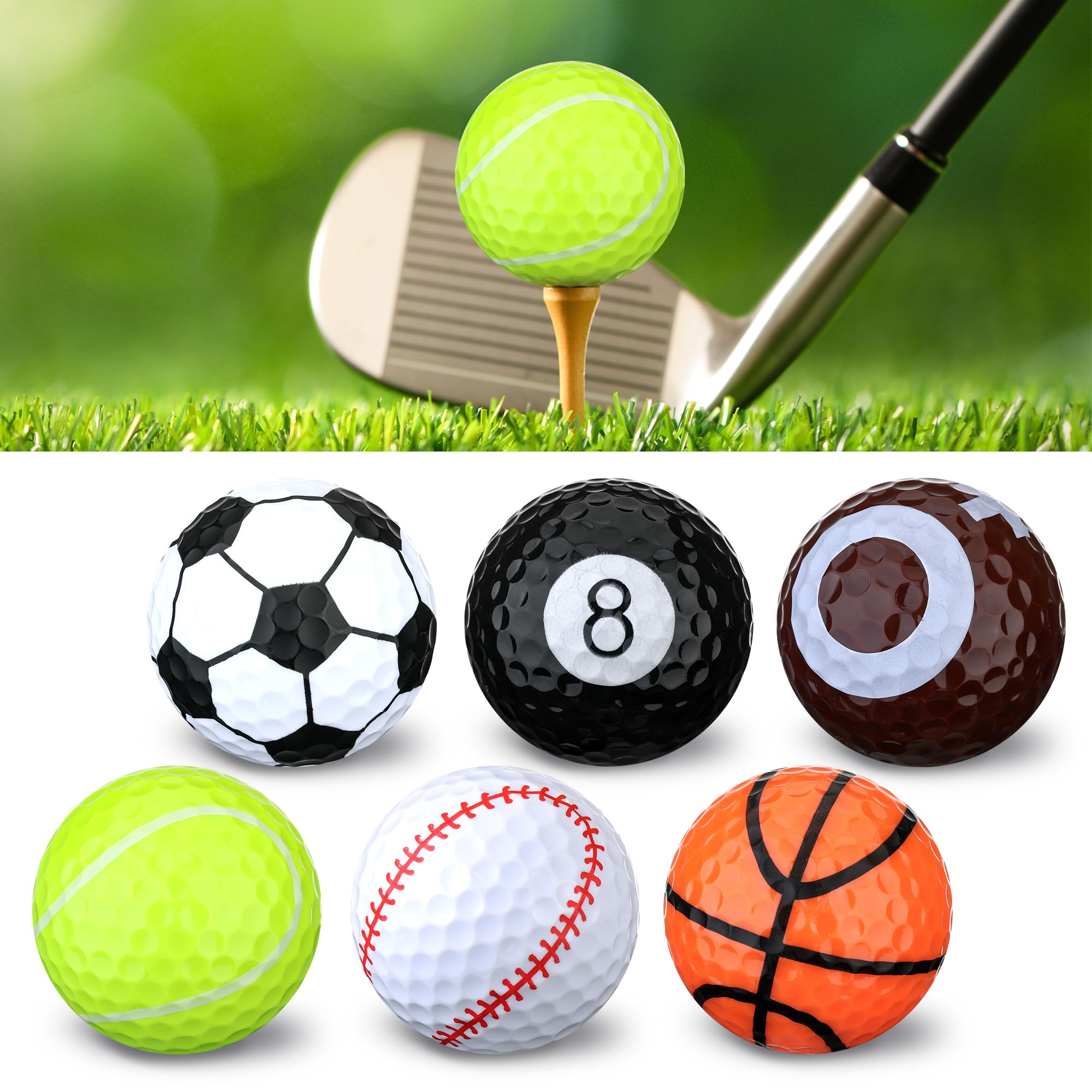 Bolas de Golf Divertidas con Cubierta de Resina y Núcleo de Goma, Regalos para Golfistas