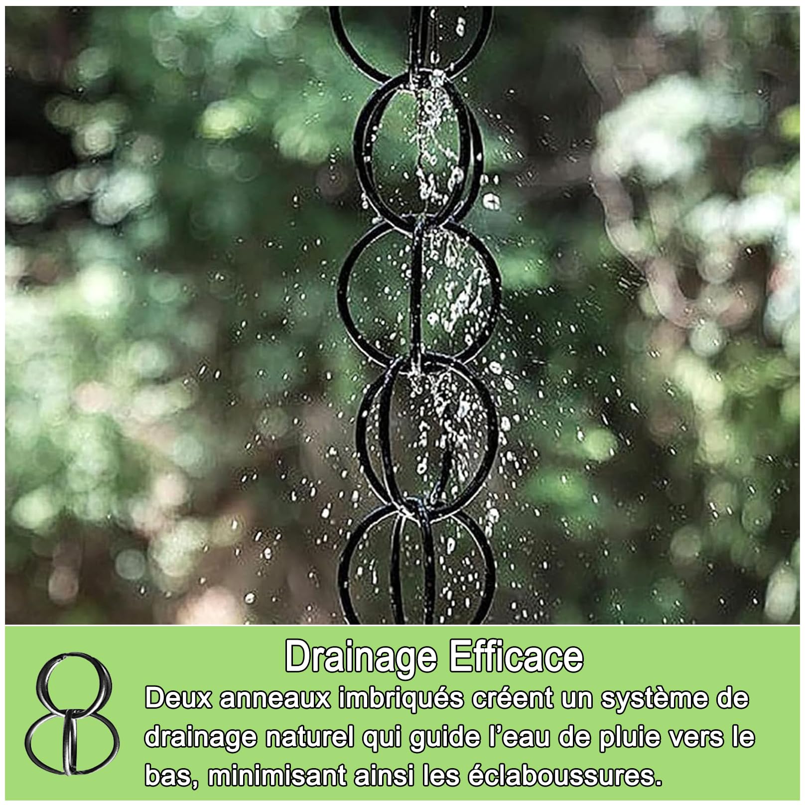 Chaine de Pluie pour Gouttiere, Chaine Gouttiere en Alliage D'aluminium, Alternative aux Tuyaux de Traditionnels, pour l'Extérieur,la Maison,la Décoration du Jardin 1 pièce 3.5m