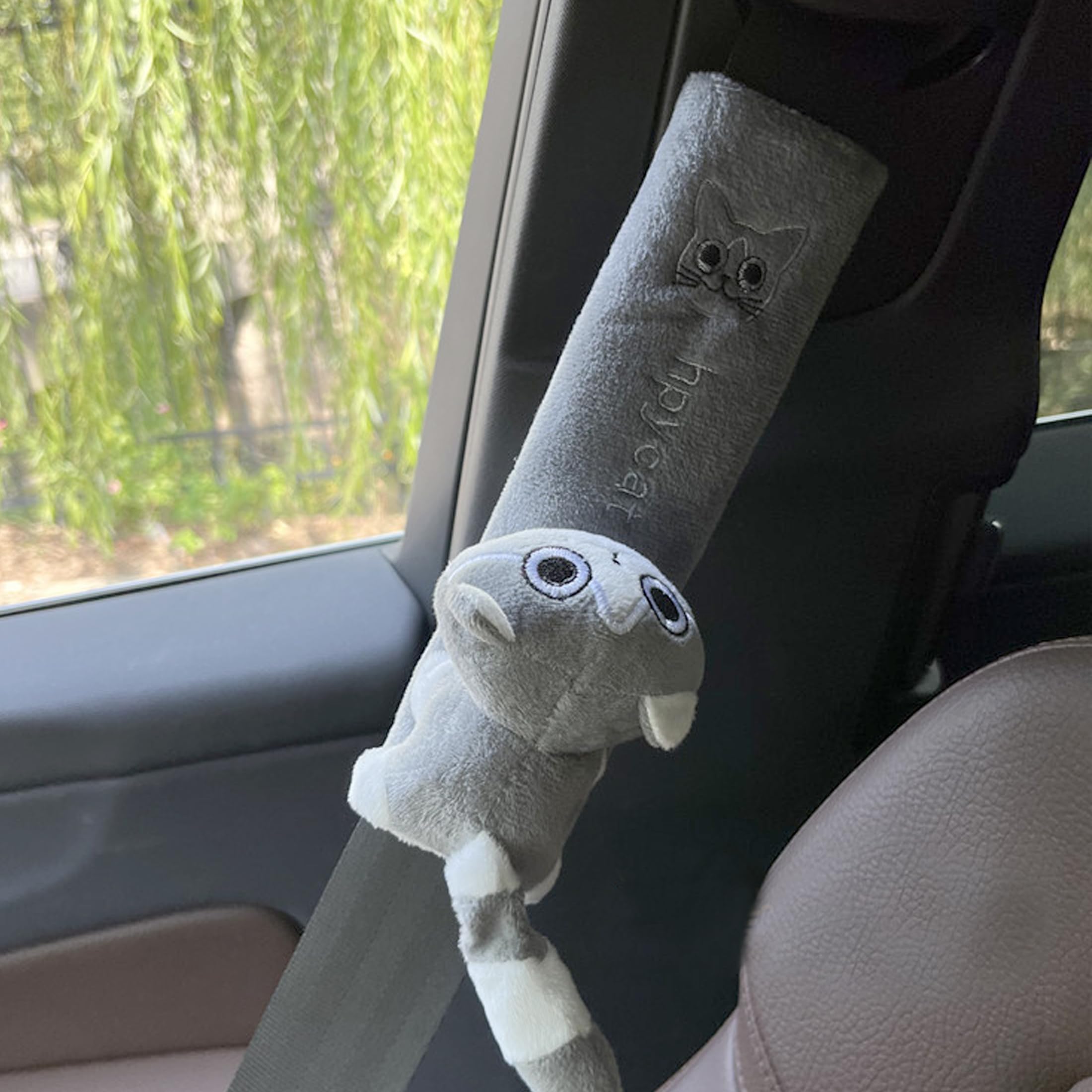 MOMOJULI 2 Seat Belt Cover Pad,Cute Shoulder Seatbelt Strap Cushion Plush Fluffy Covers for Kids or Adults - Image 2