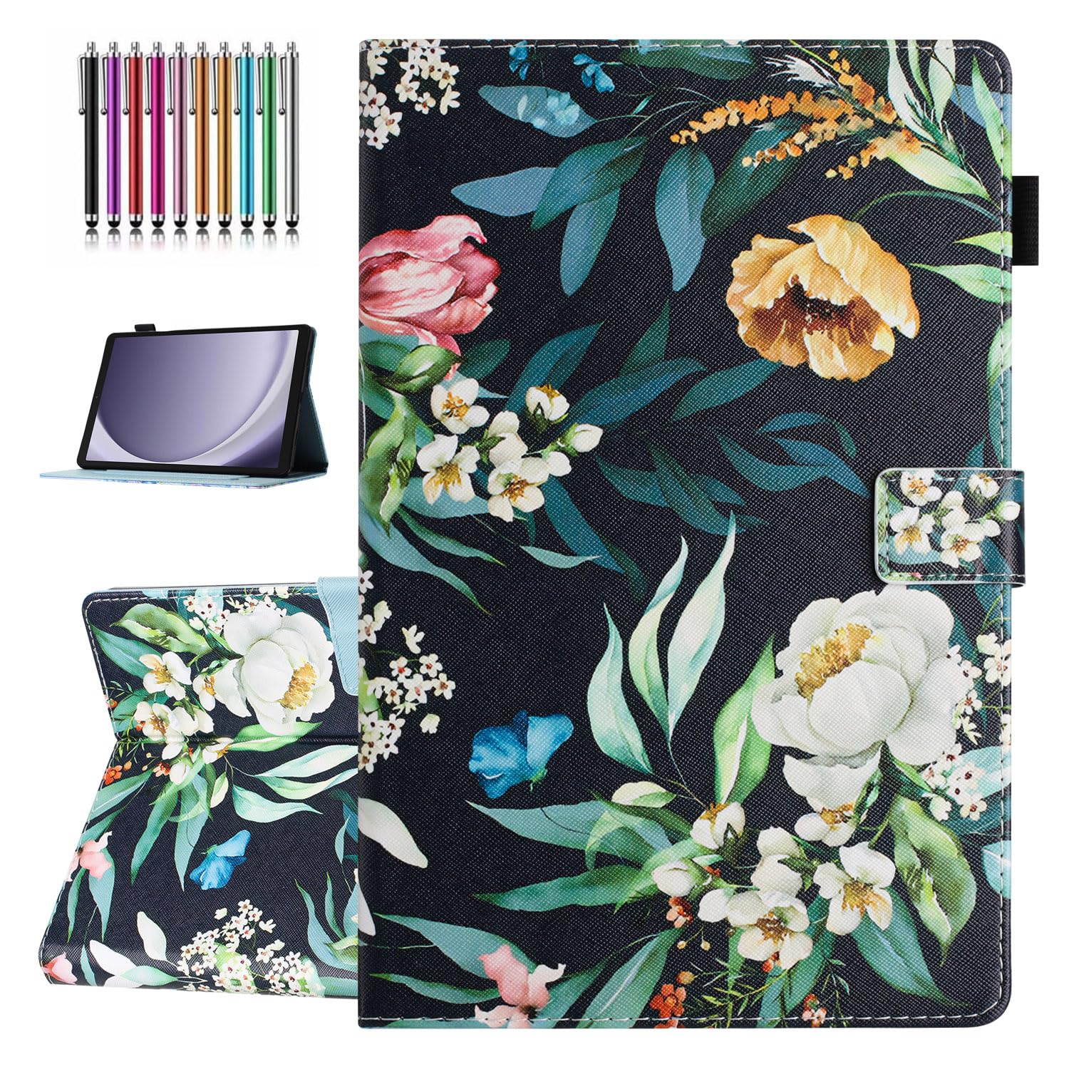 YUNHOTIC Case for Samsung Galaxy Tab A7 Lite 8.7 inch [ SM-T220/T225/T227 ] 2021 Model, Premium PU Leather Folding Stand Cover with Pen Holder &